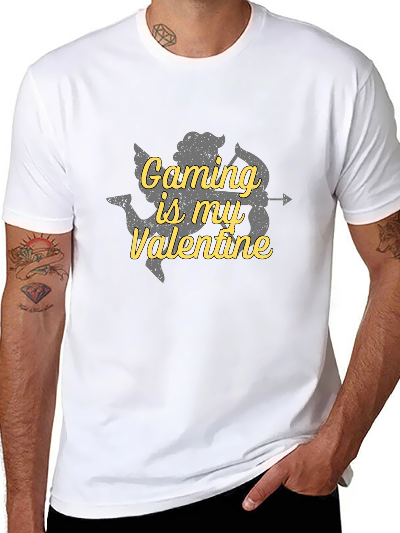 Gaming is My Valentine Cupid Graphic T-Shirt