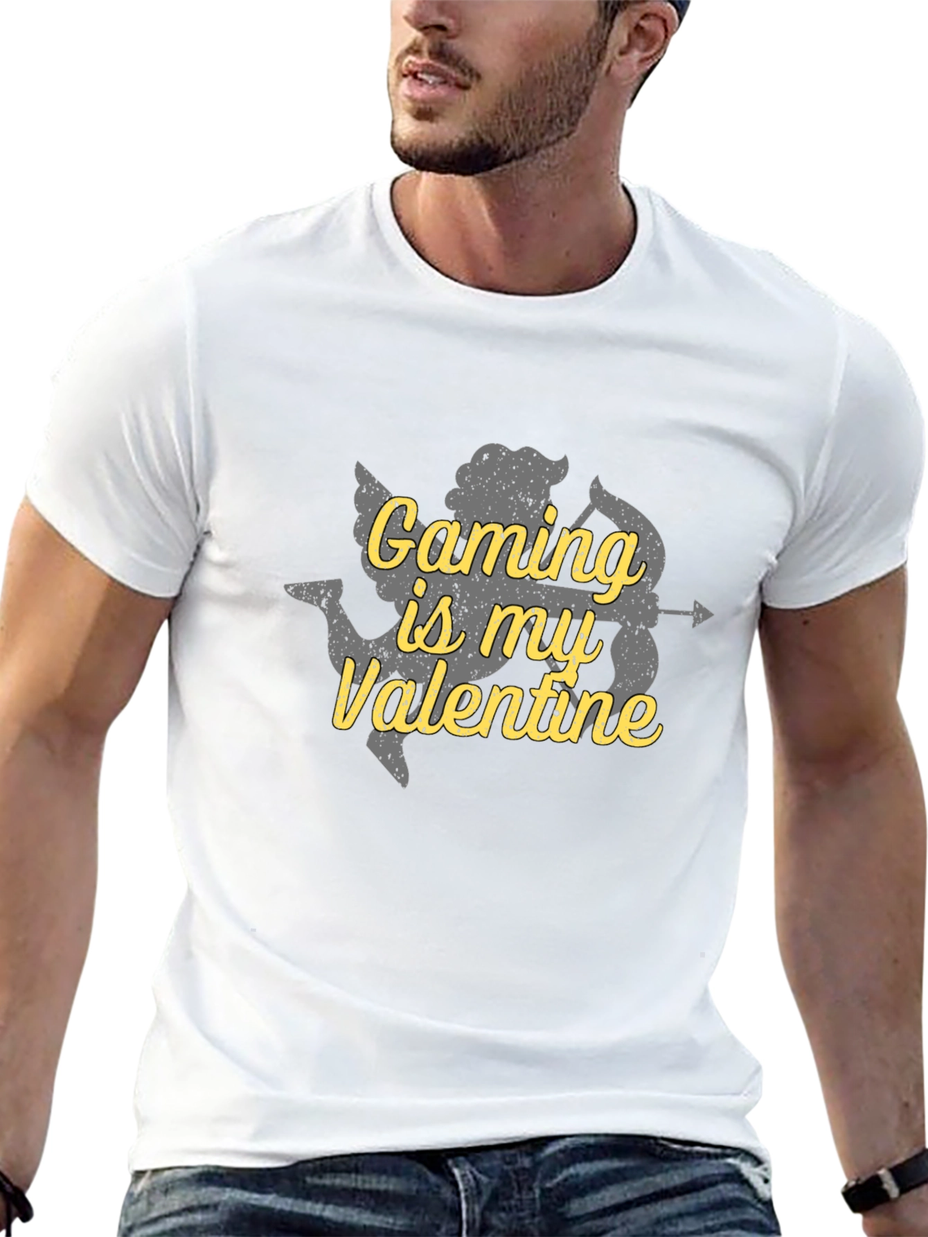 Gaming is My Valentine Cupid Graphic T-Shirt