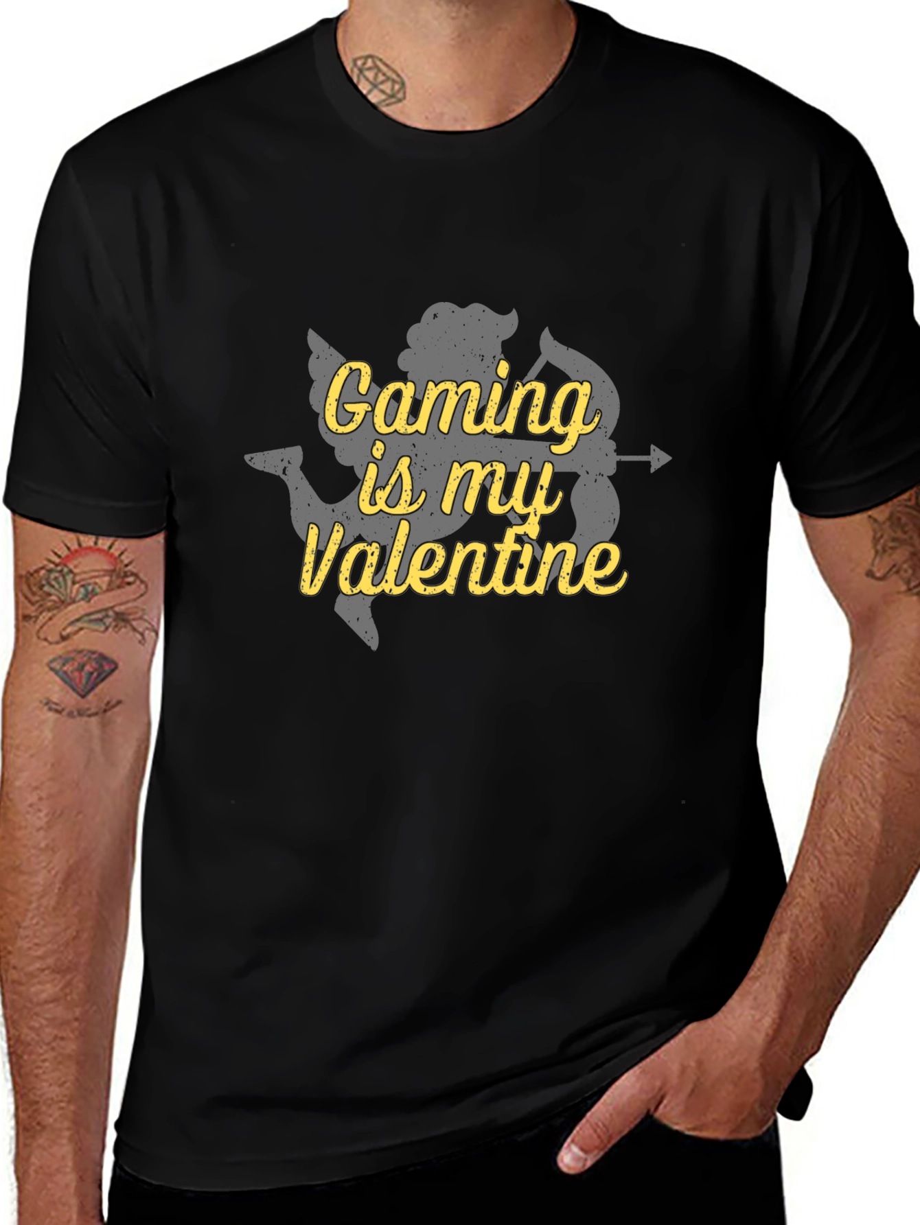 Gaming is My Valentine Cupid Graphic T-Shirt