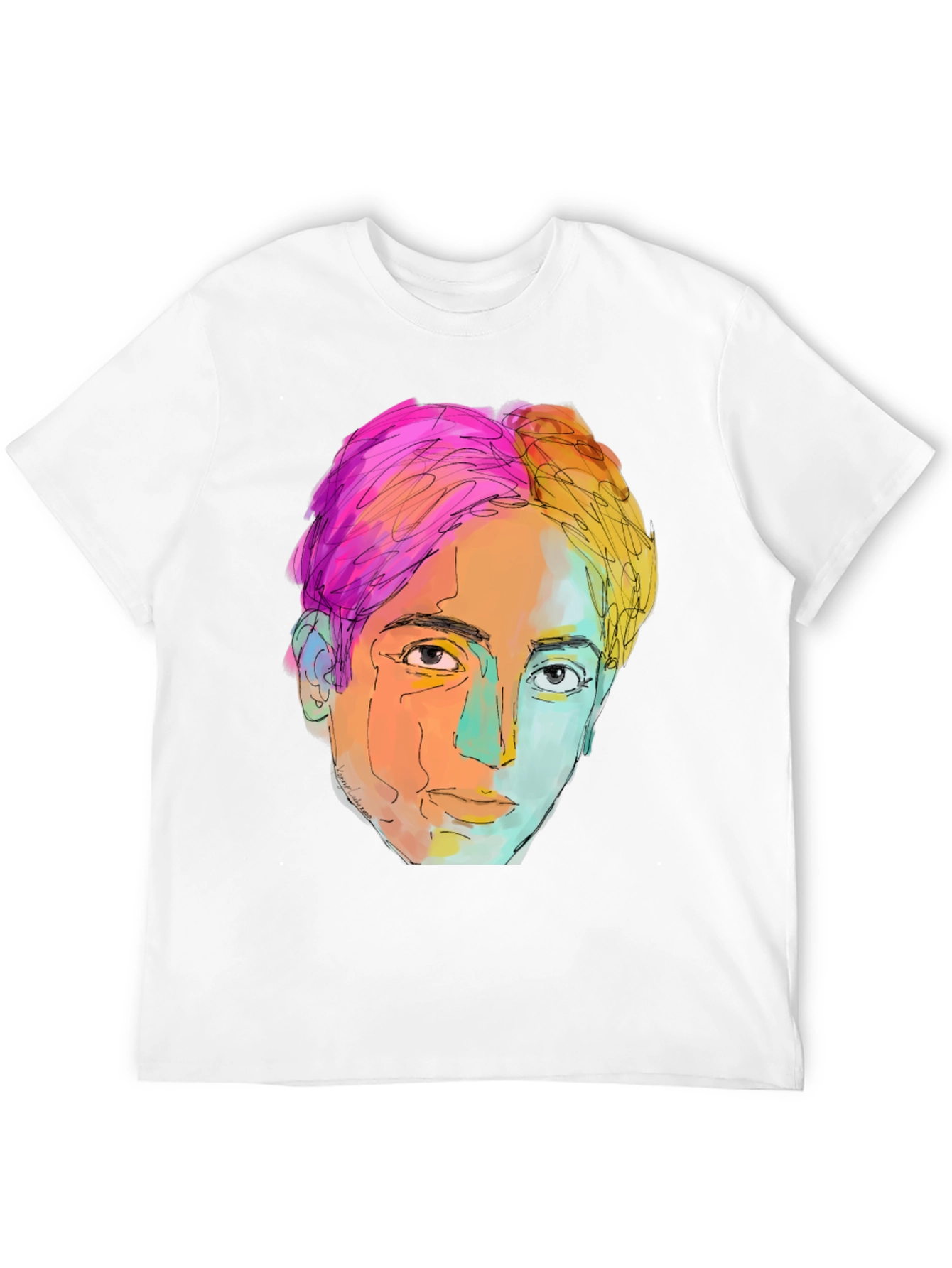 Abstract Face Graphic Tee - Stylish Mens Black T-Shirt