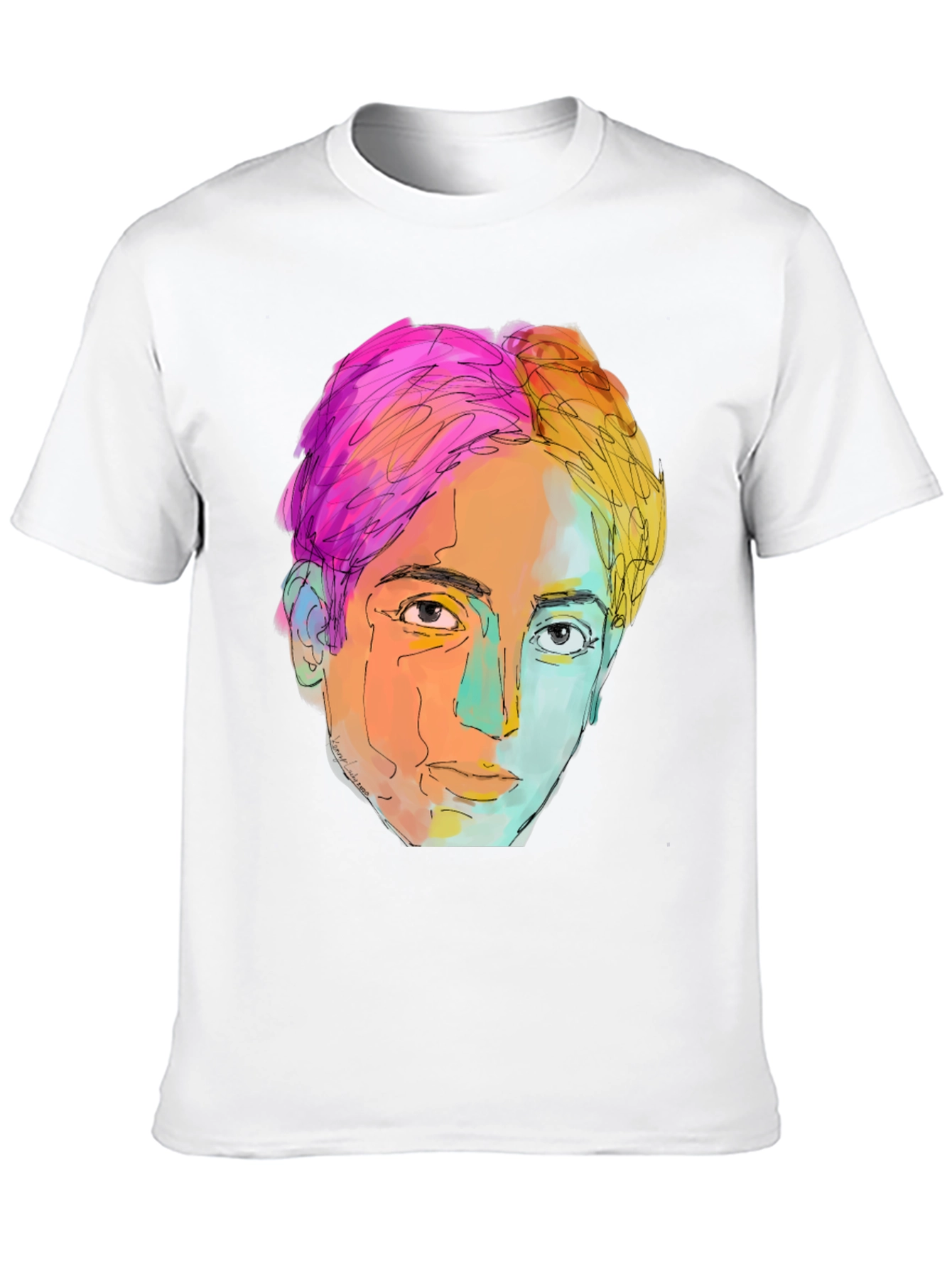 Abstract Face Graphic Tee - Stylish Mens Black T-Shirt