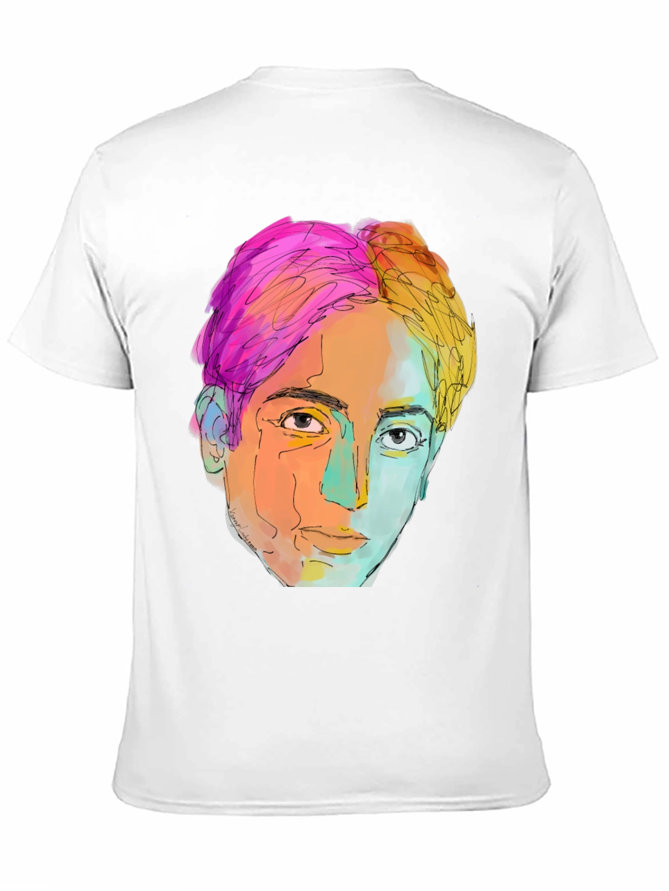 Abstract Face Graphic Tee - Stylish Mens Black T-Shirt