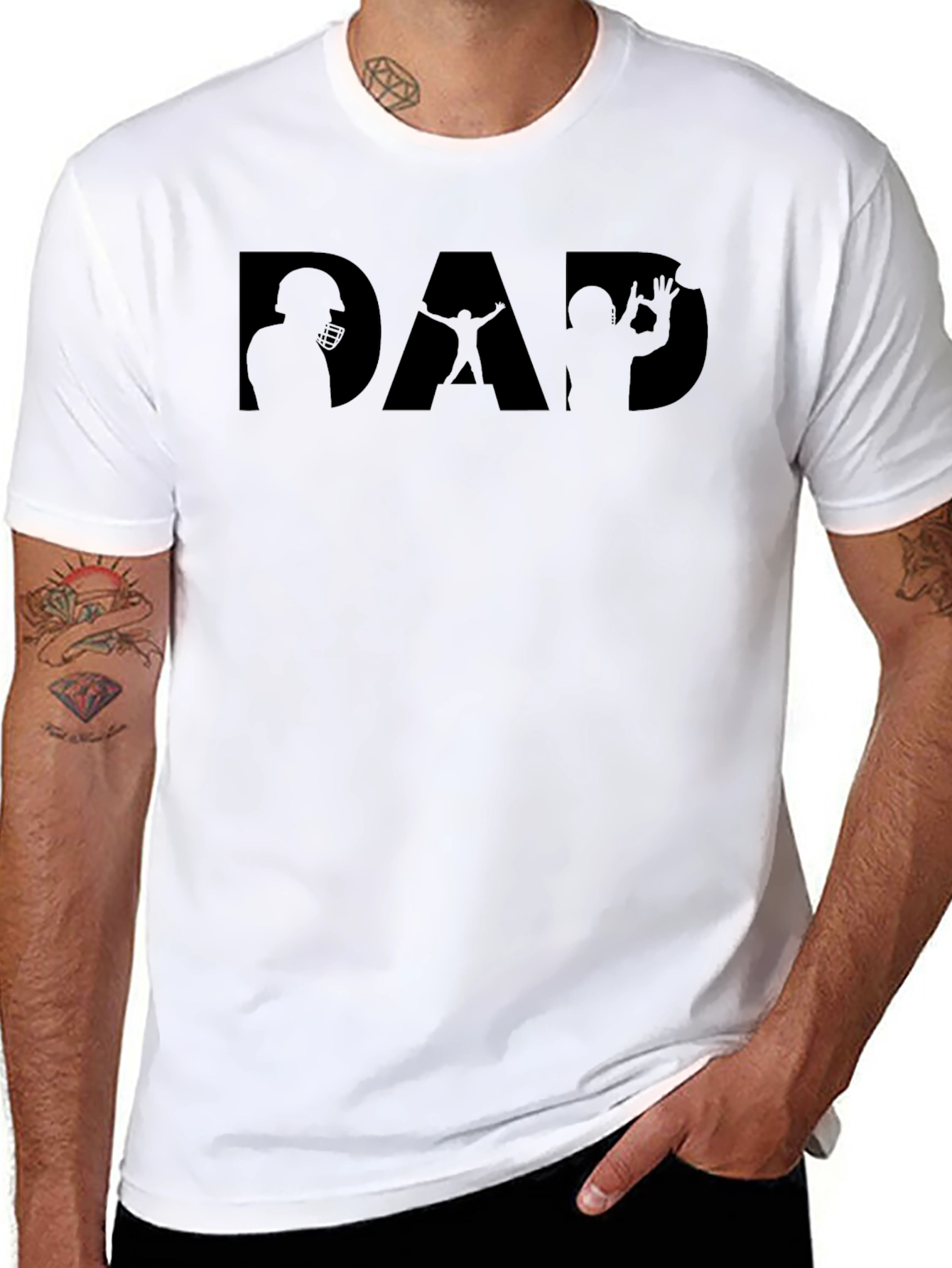 Dad Football Silhouette Graphic Tee - Black