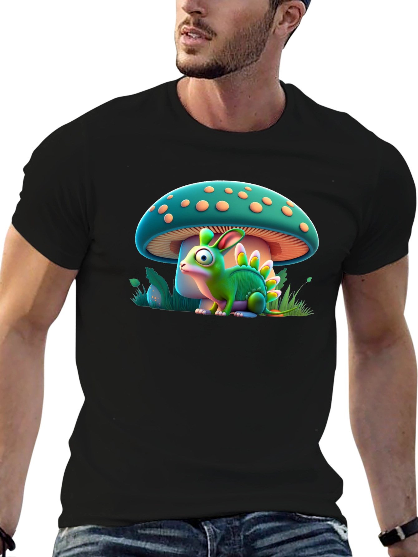 Mushroom Dino-Bunny Graphic T-Shirt