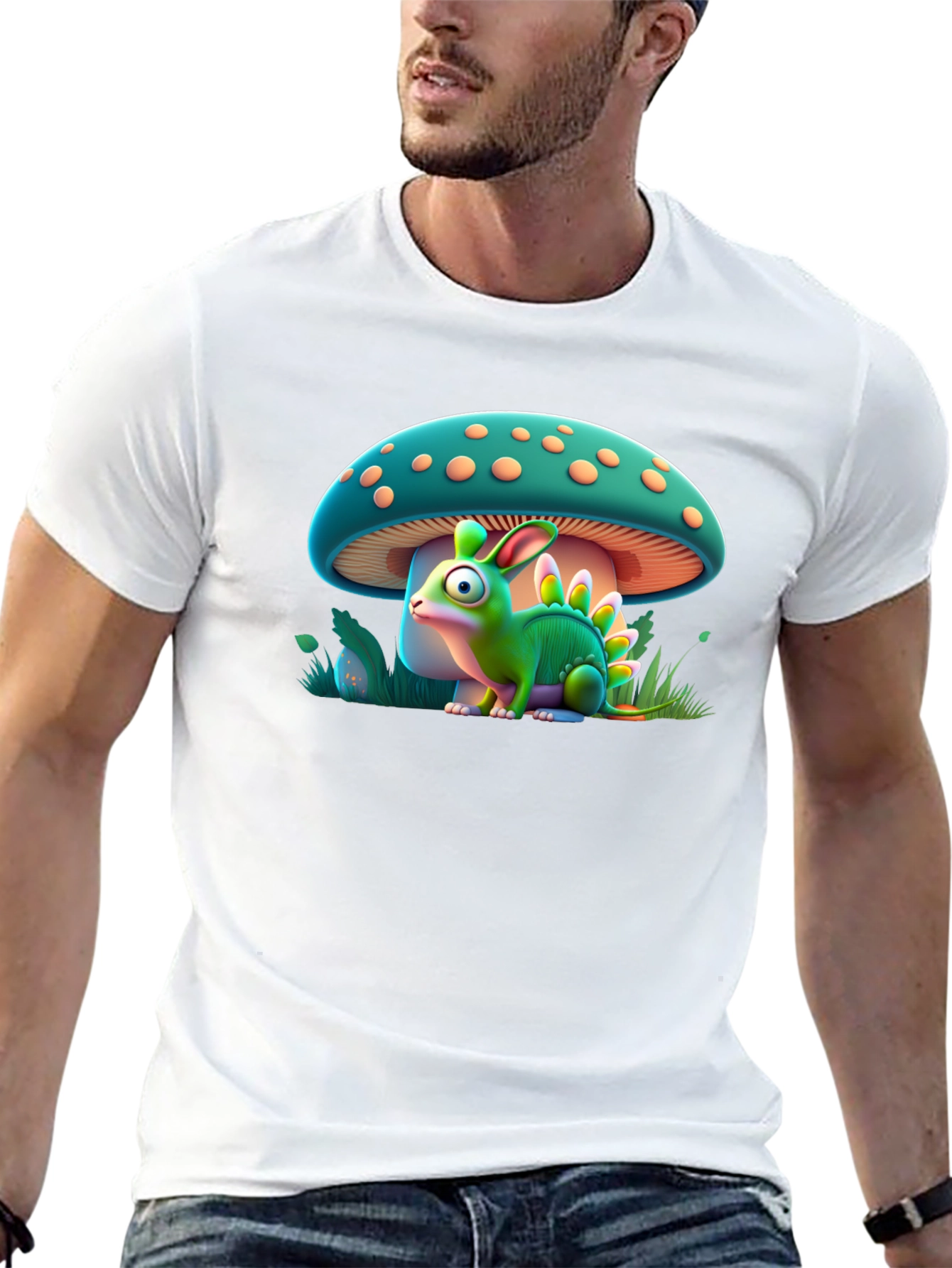 Mushroom Dino-Bunny Graphic T-Shirt