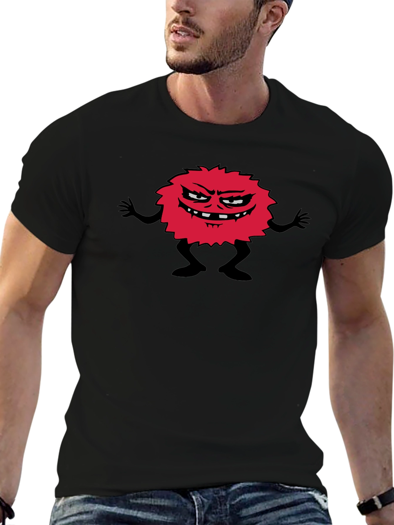 Funny Monster Graphic Black T-Shirt