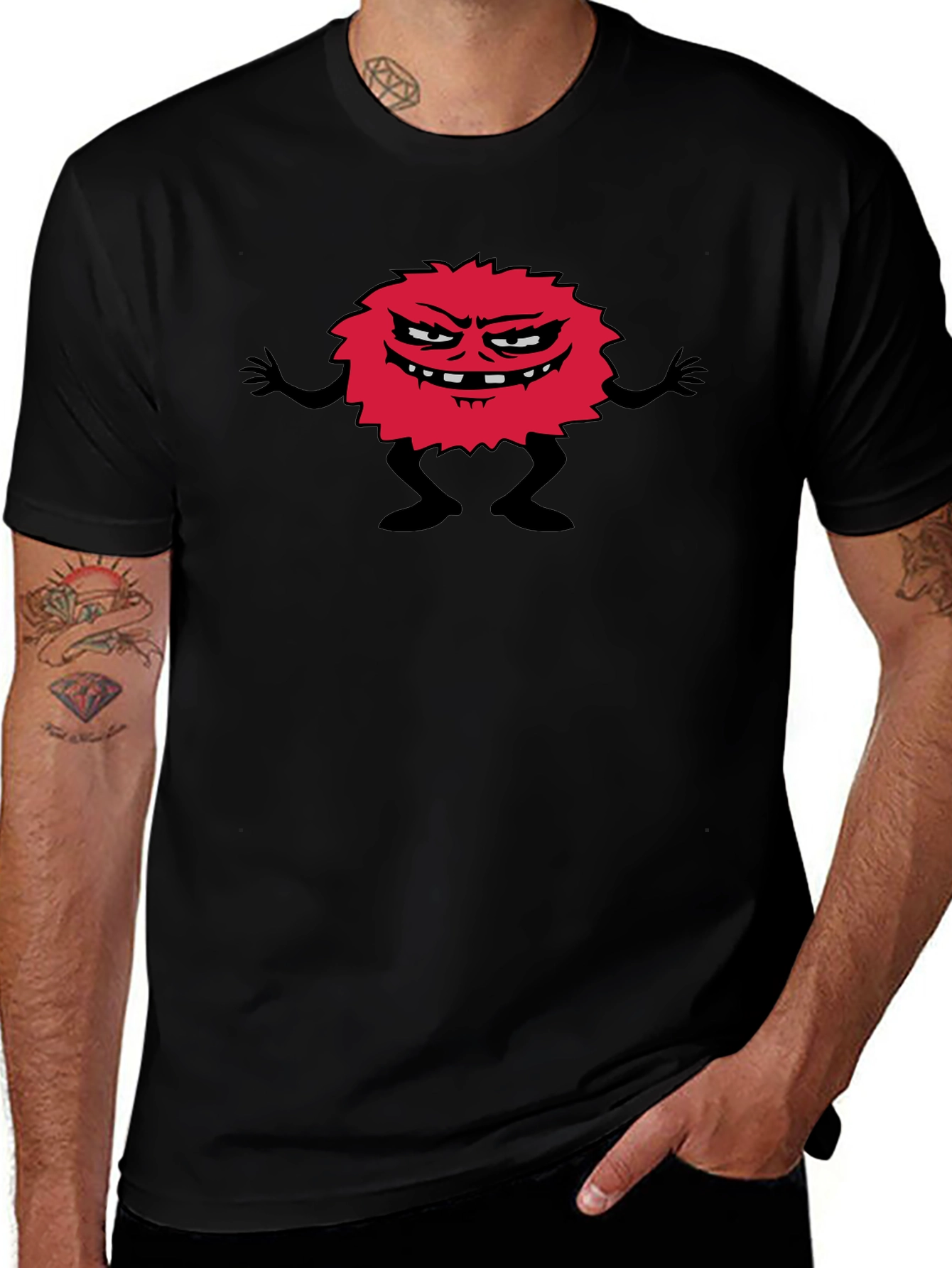 Funny Monster Graphic Black T-Shirt
