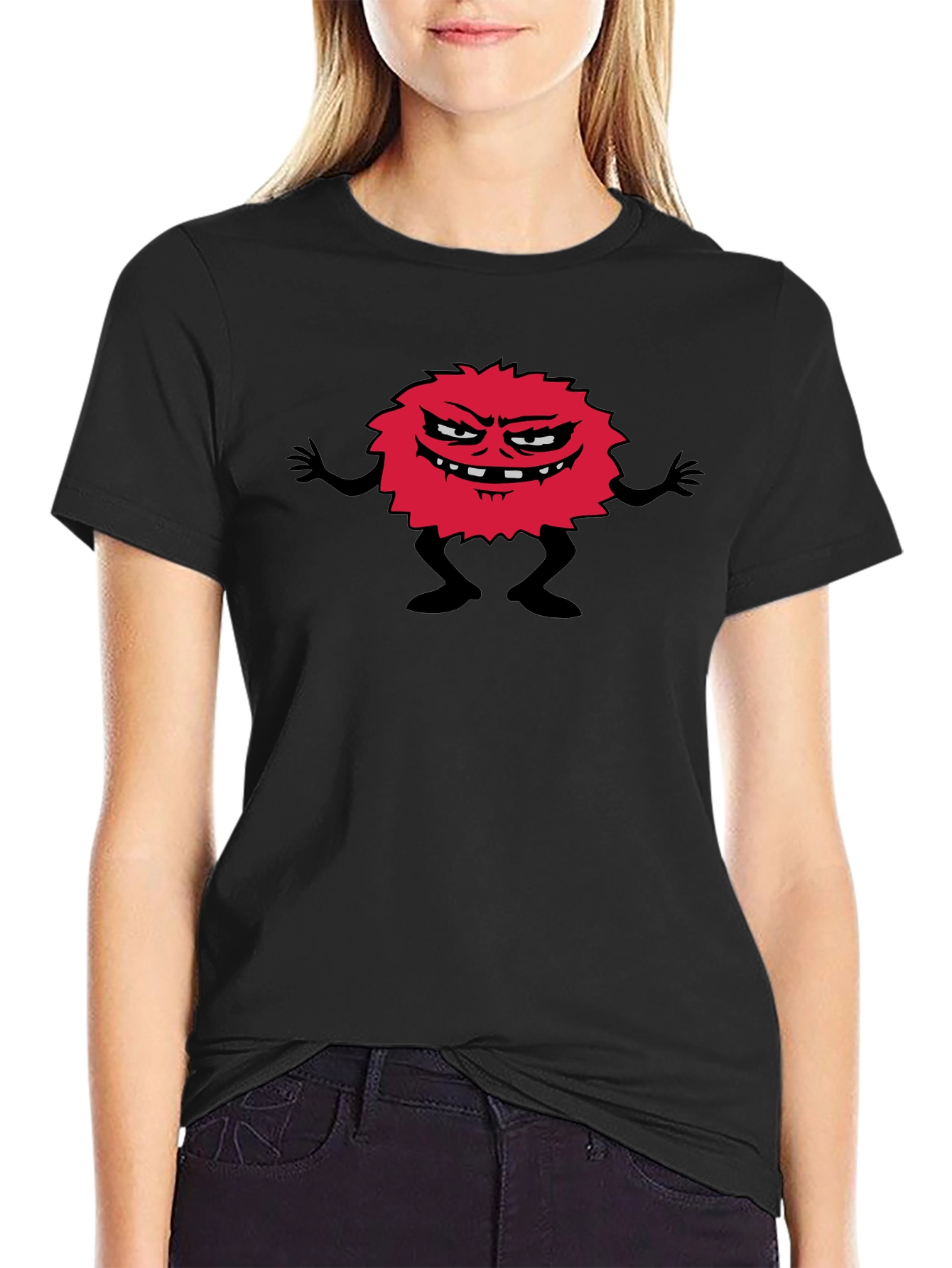 Funny Monster Graphic Black T-Shirt