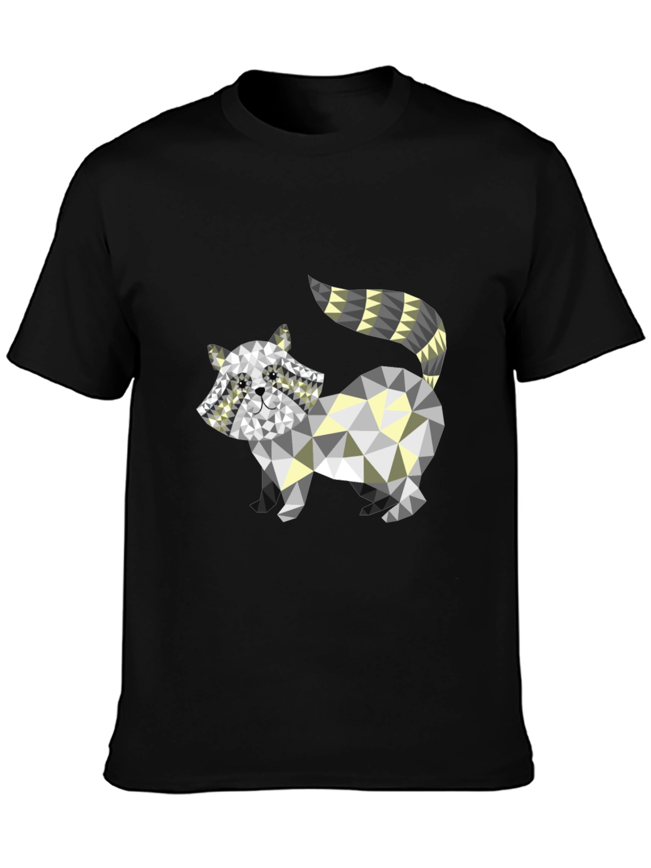 Geometric Raccoon Graphic Tee - Black