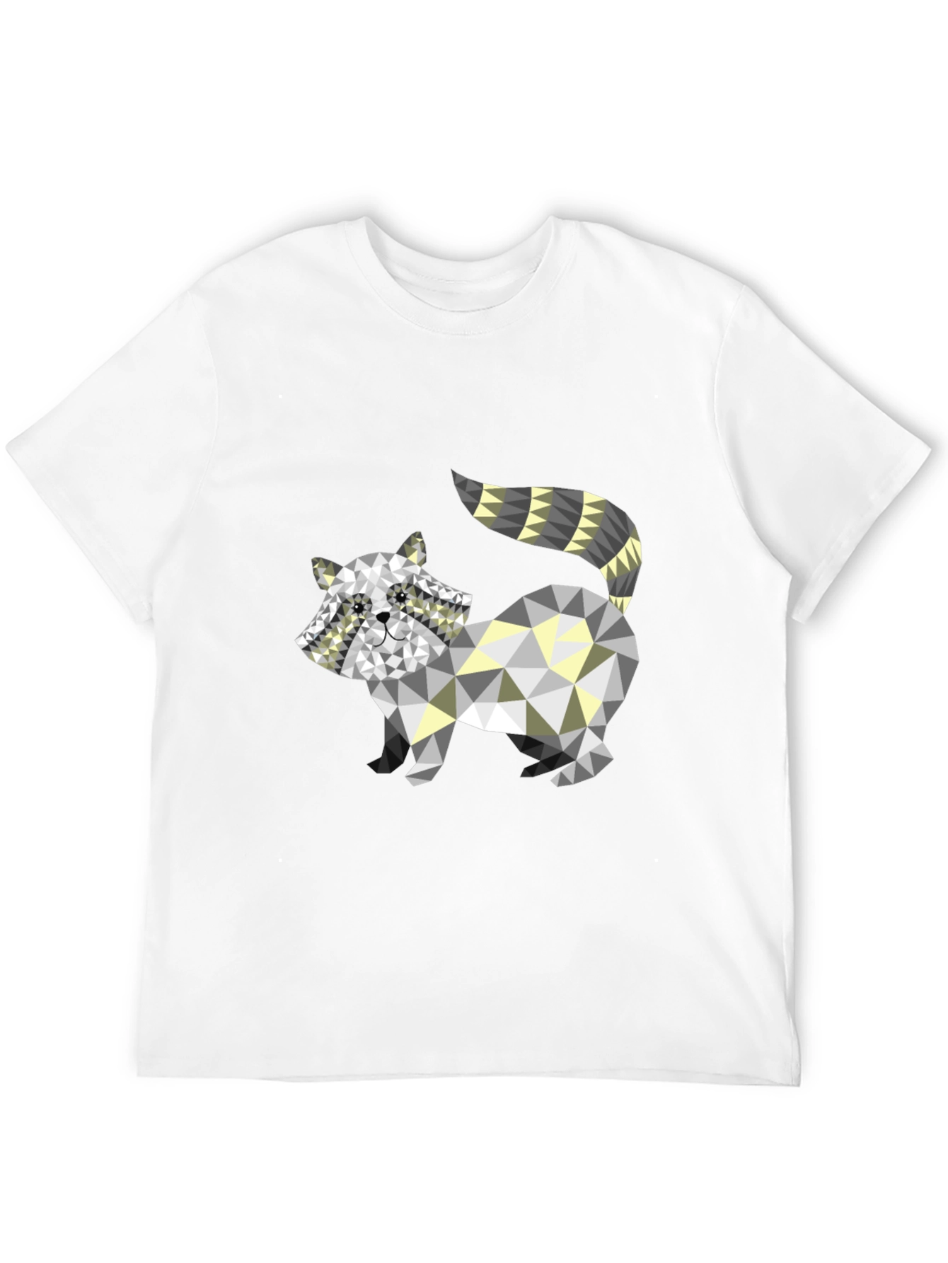 Geometric Raccoon Graphic Tee - Black