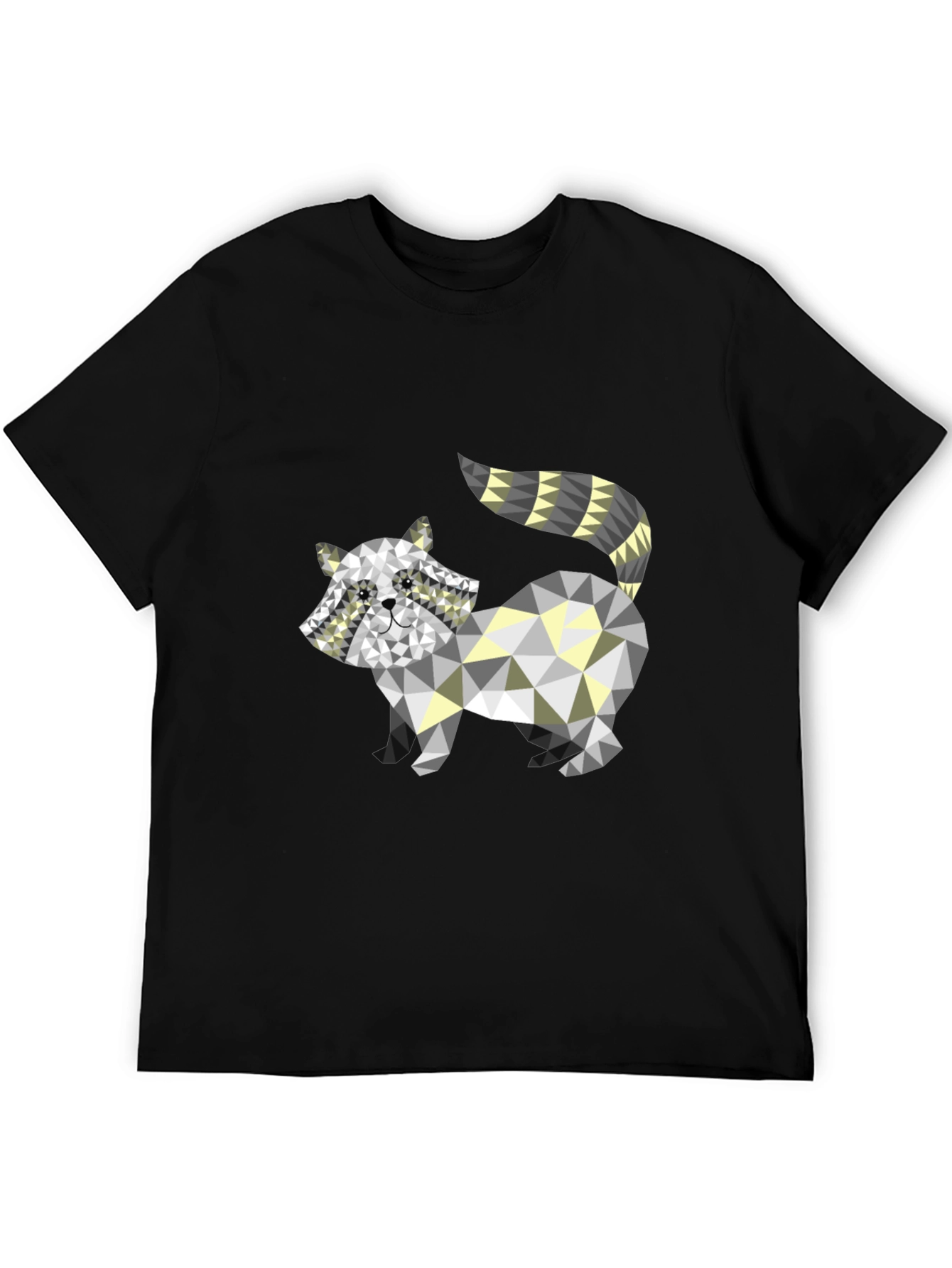 Geometric Raccoon Graphic Tee - Black