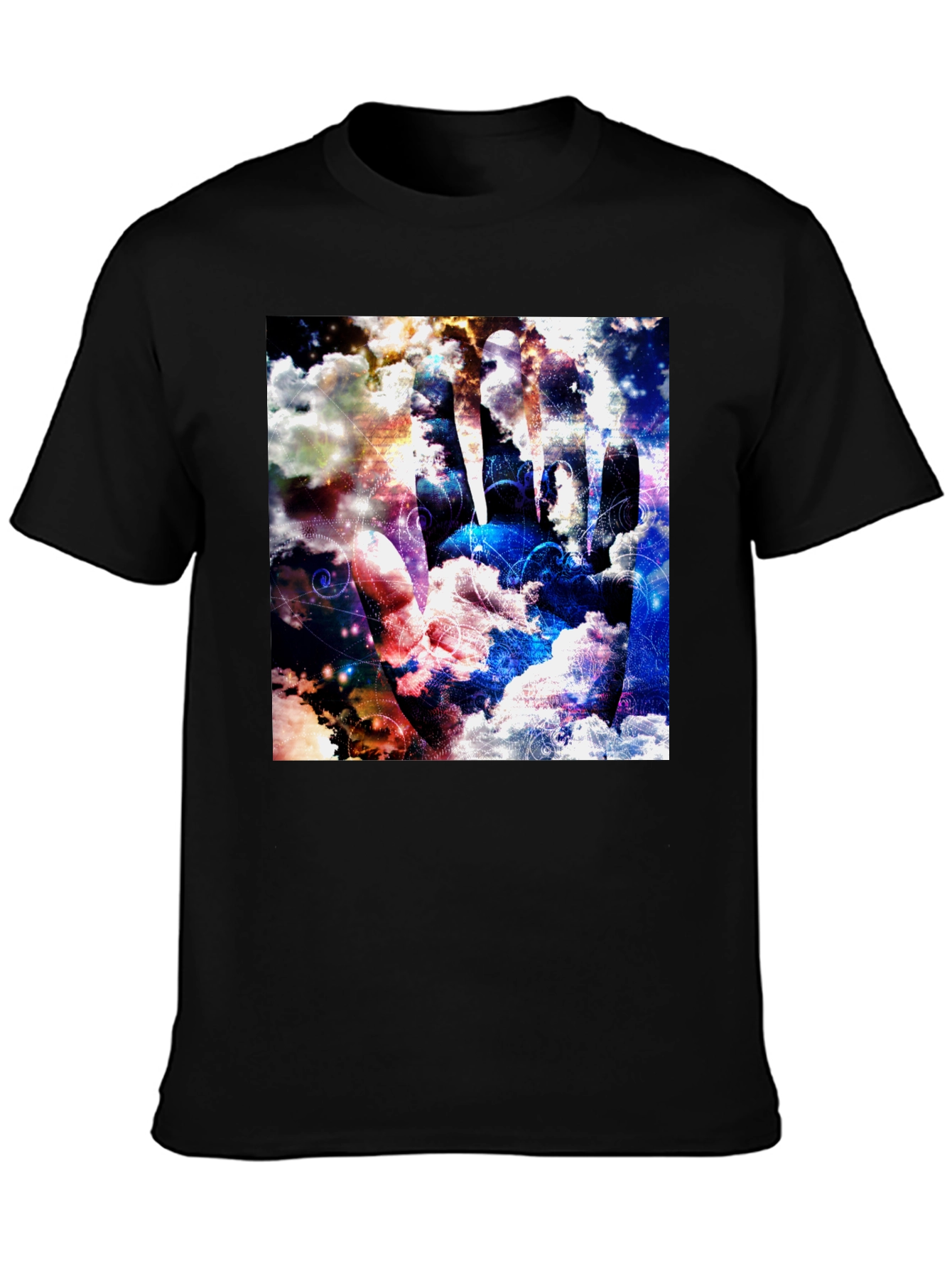 Abstract Cloud Hand Graphic Black Tee