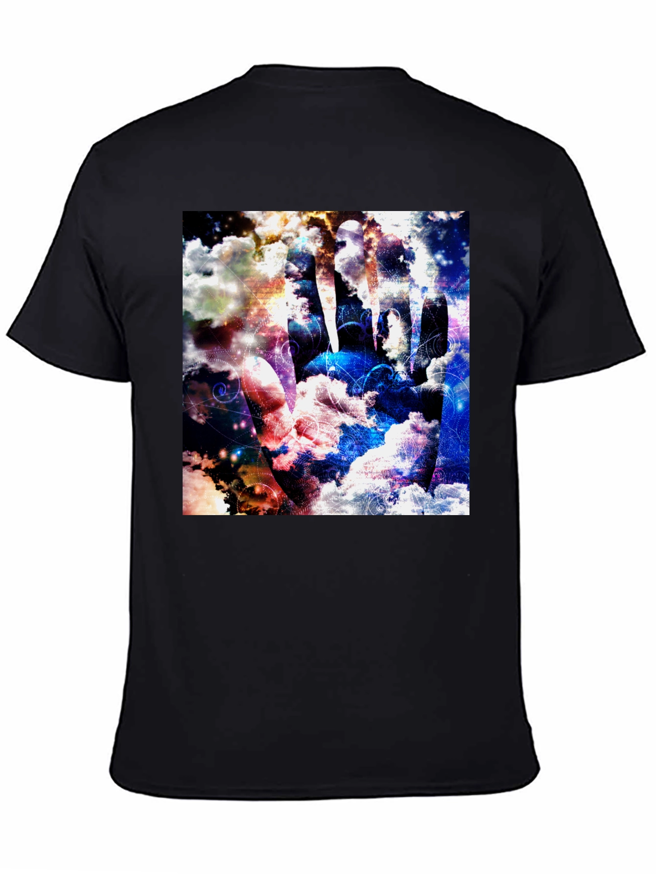 Abstract Cloud Hand Graphic Black Tee