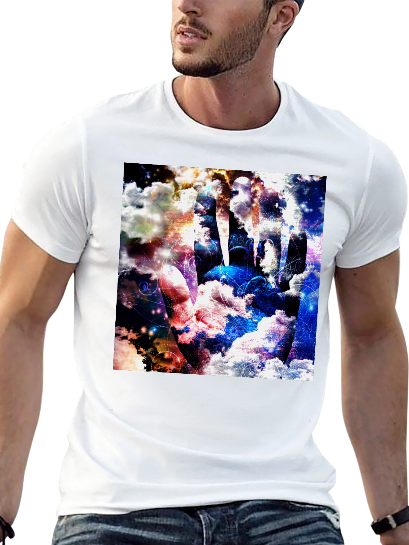 Abstract Cloud Hand Graphic Black Tee