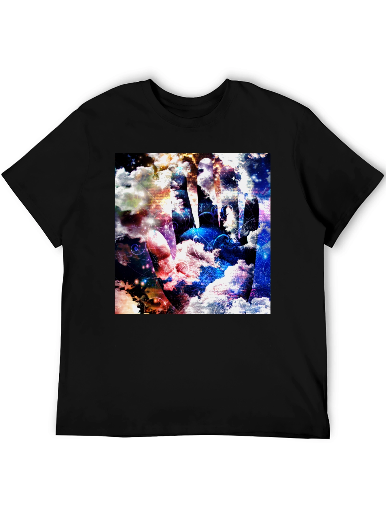 Abstract Cloud Hand Graphic Black Tee