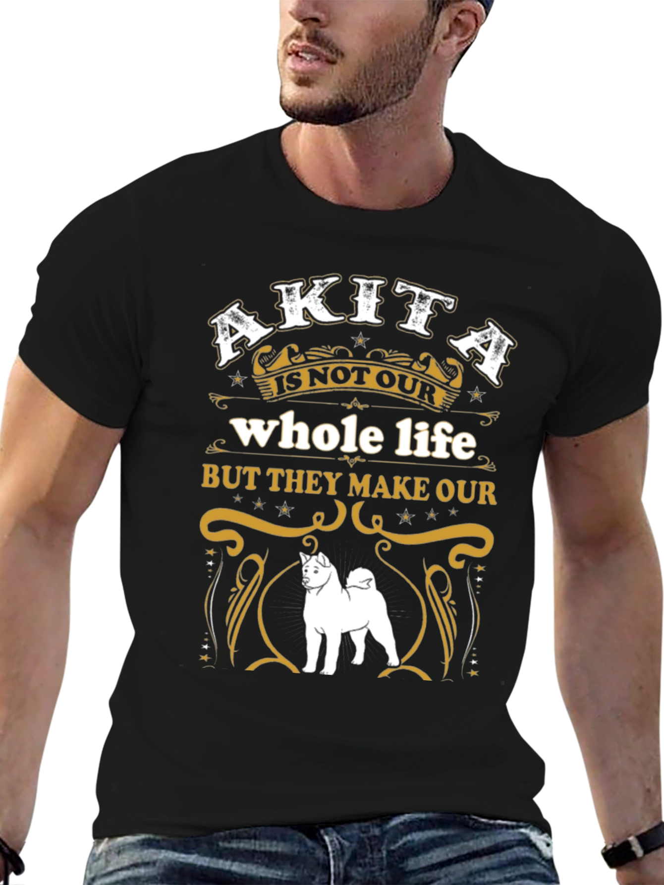 Akita Makes Our Life Complete T-Shirt – Dog Lover Graphic Tee Gift