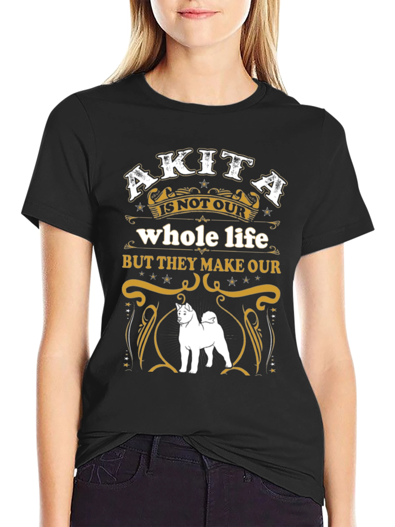 Akita Makes Our Life Complete T-Shirt – Dog Lover Graphic Tee Gift