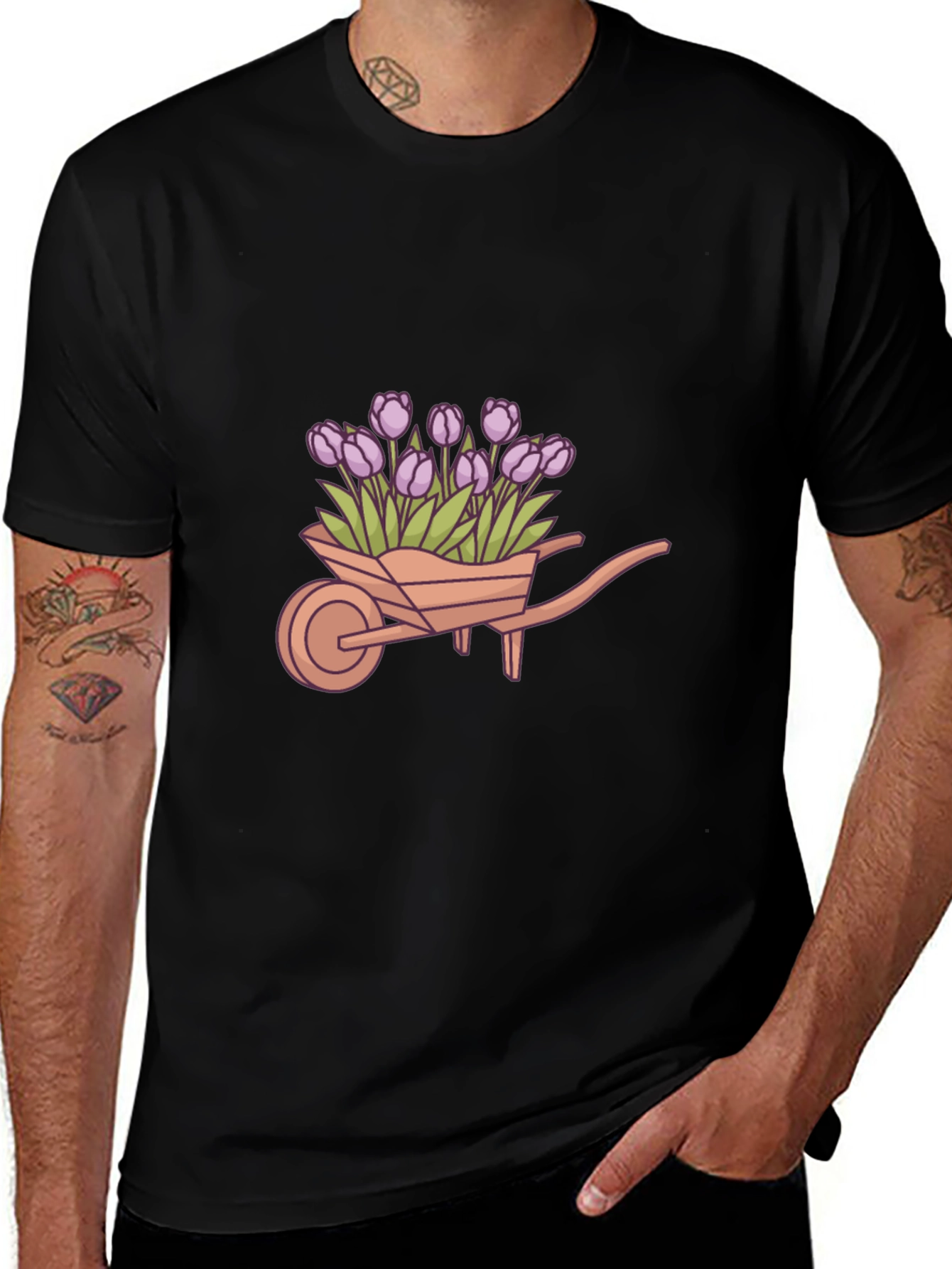 Tulip Wheelbarrow Graphic Tee - Black