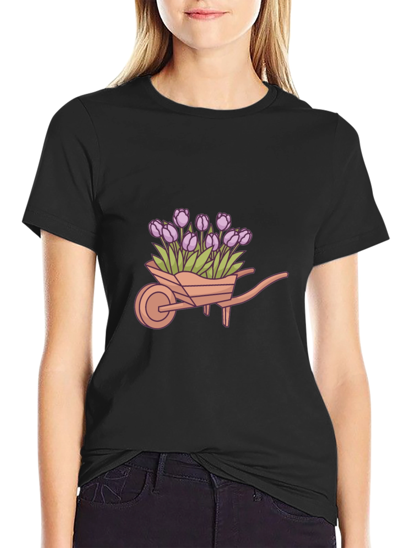 Tulip Wheelbarrow Graphic Tee - Black
