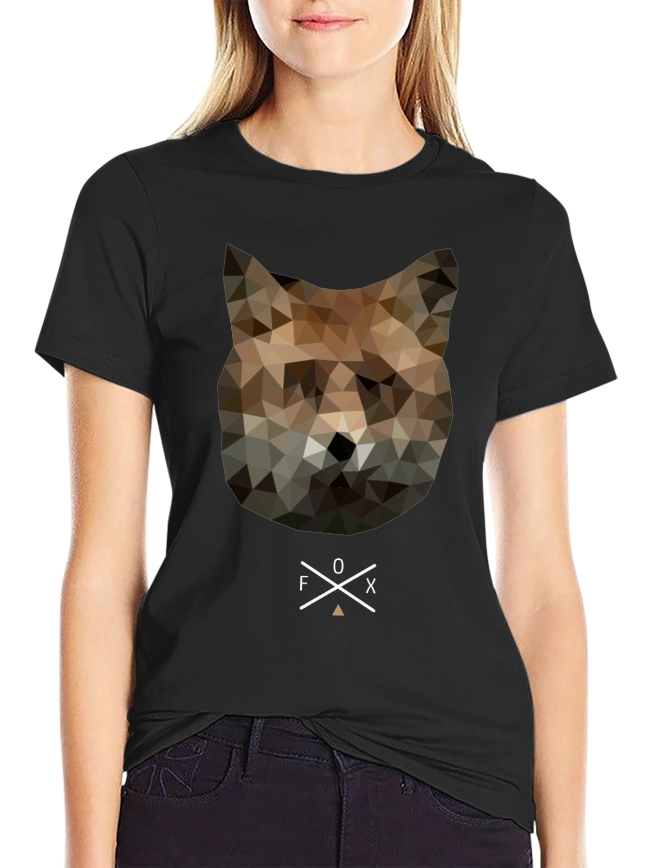 Geometric Fox Head Graphic Tee - Unique Mens T-Shirt