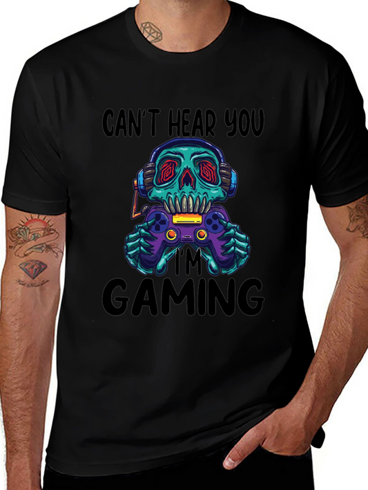 Gamer Skull Graphic Tee - Cant Hear You Im Gaming