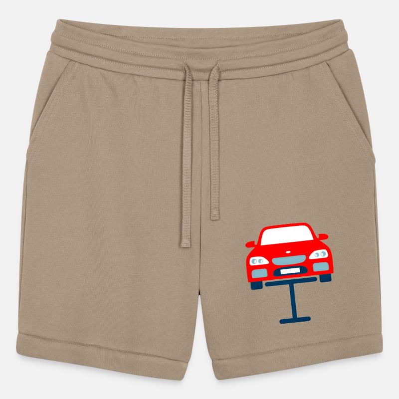 Red Car on Jack Lift