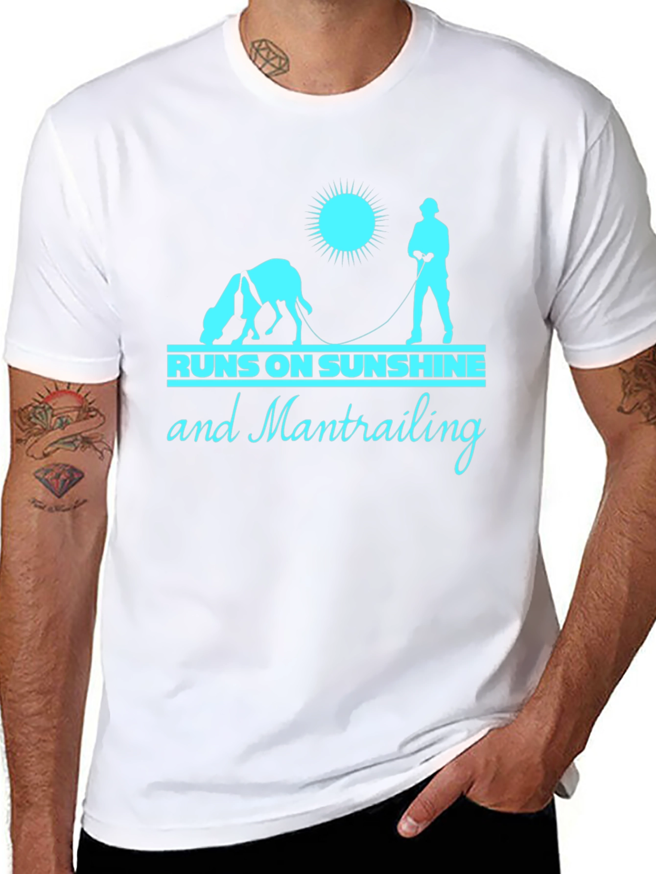 Runs On Sunshine And Mantrailing T-Shirt – Dog Lover Outdoor Tee