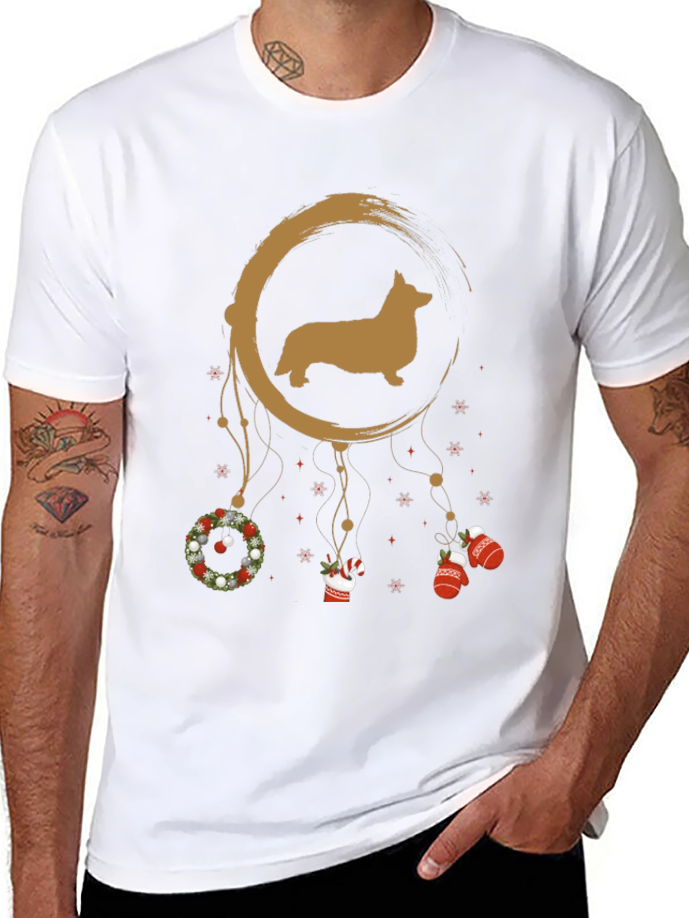 Christmas Corgi Dreamcatcher T-Shirt – Cute Holiday Dog Lover Tee