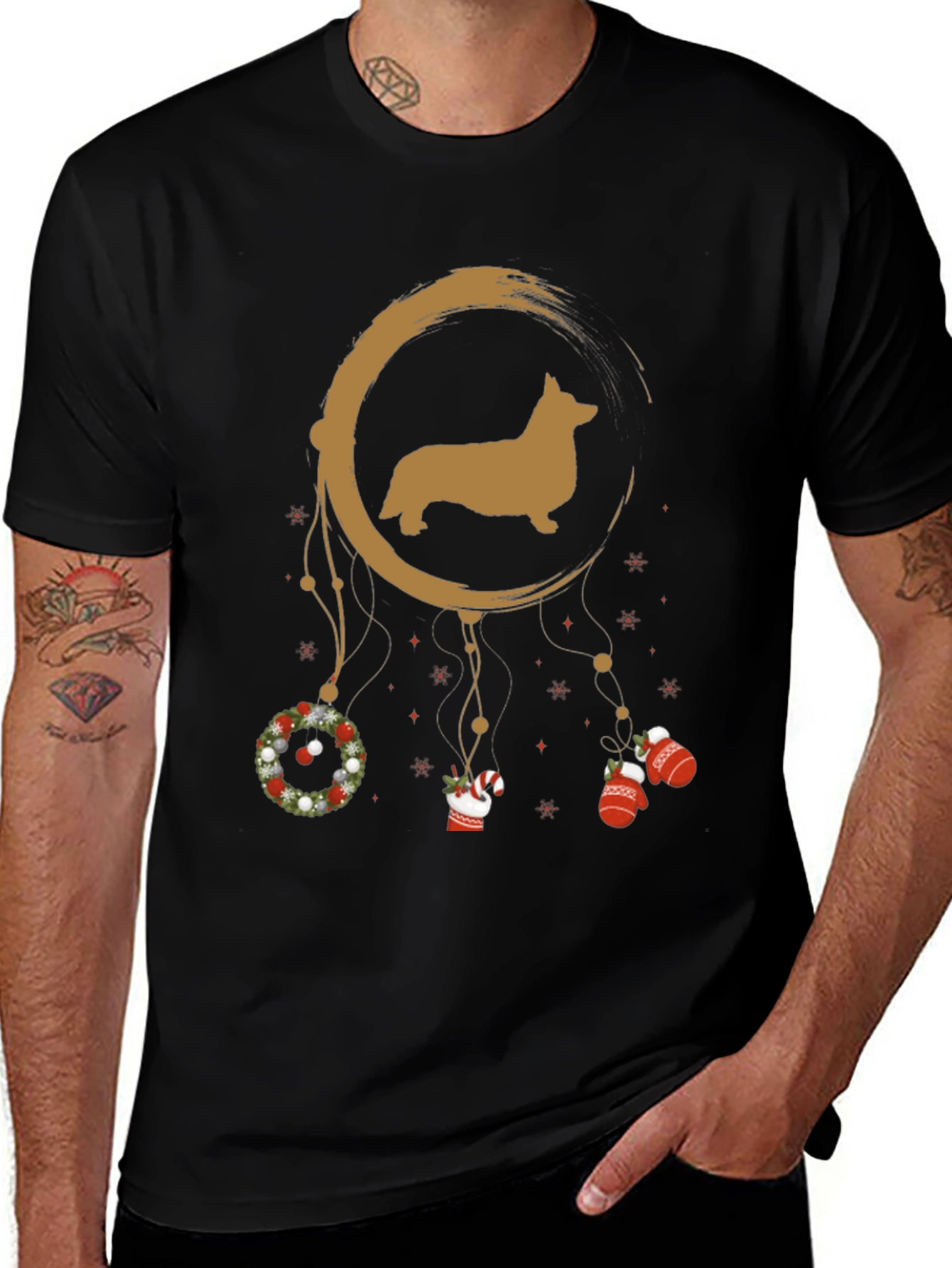 Christmas Corgi Dreamcatcher T-Shirt – Cute Holiday Dog Lover Tee