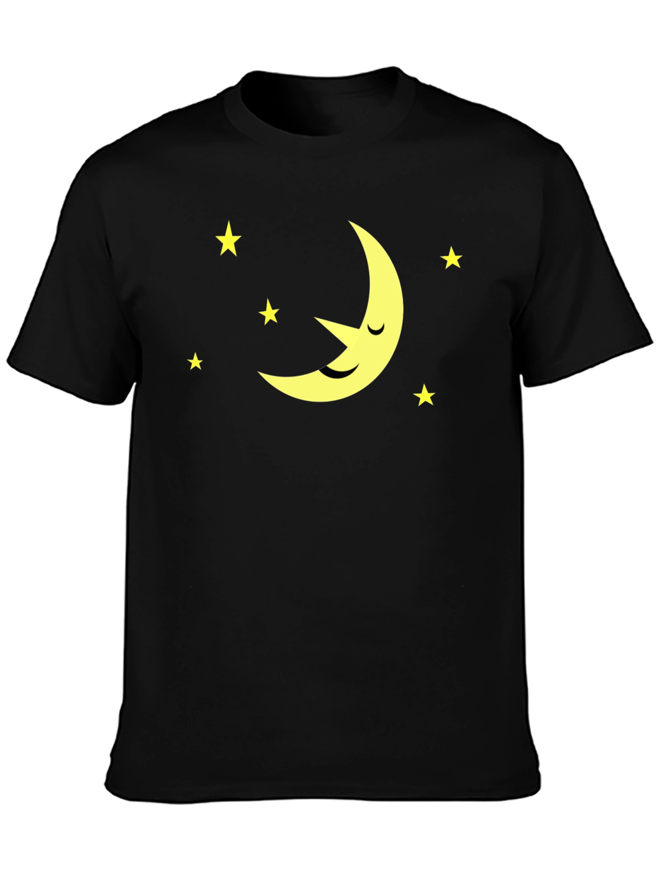 Dreamy Night Black Tee - Moon & Stars Design