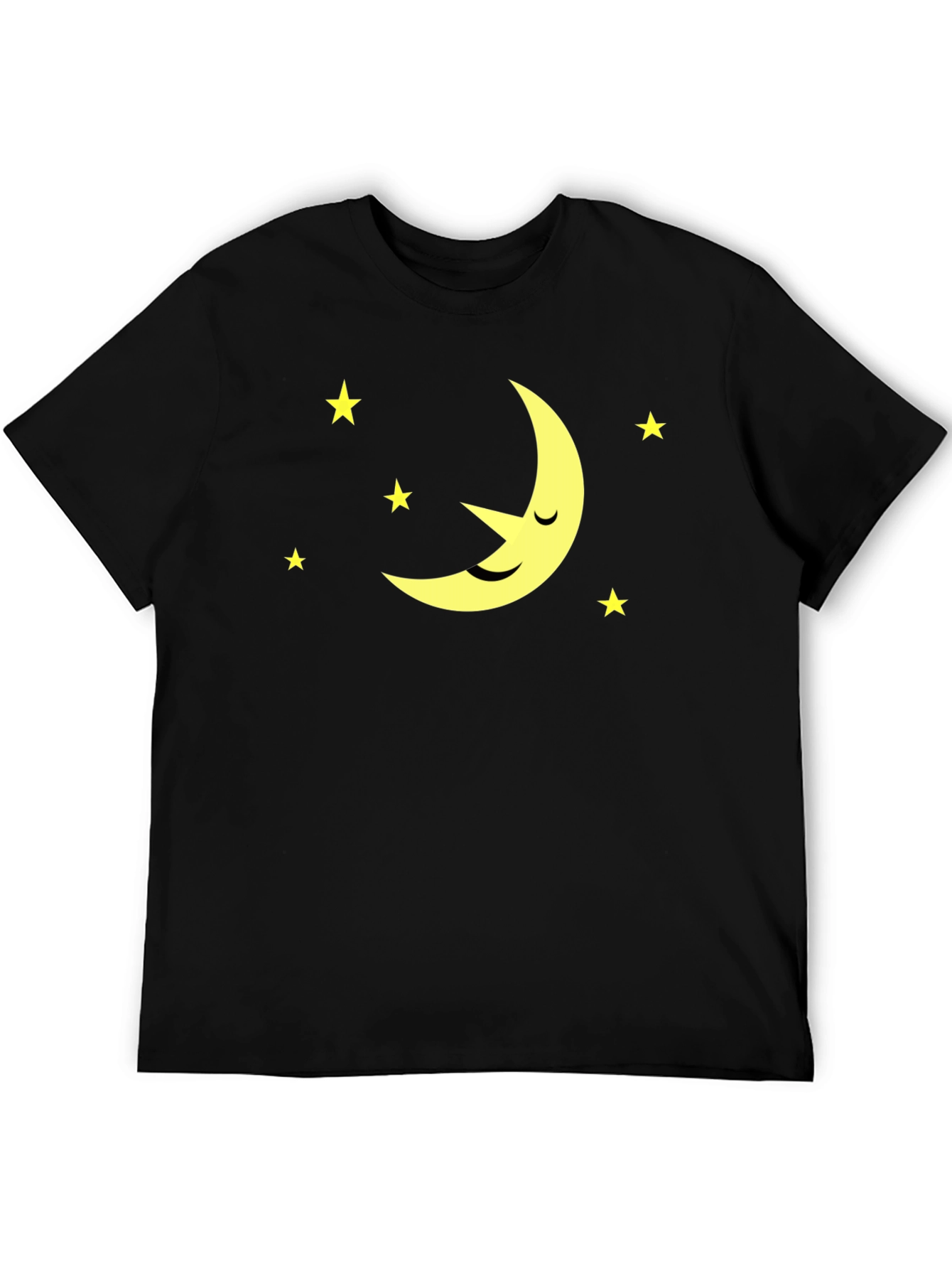 Dreamy Night Black Tee - Moon & Stars Design