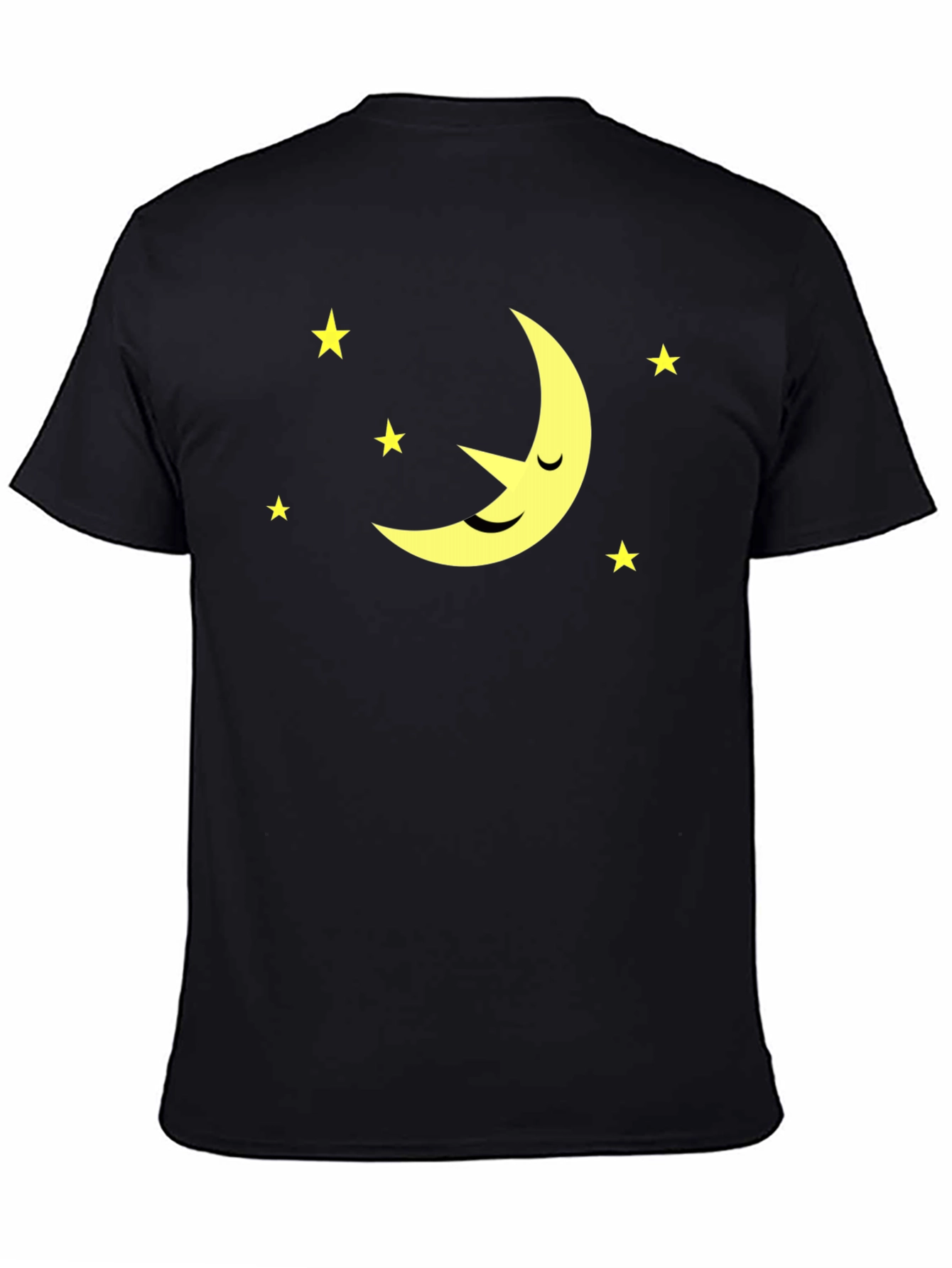 Dreamy Night Black Tee - Moon & Stars Design
