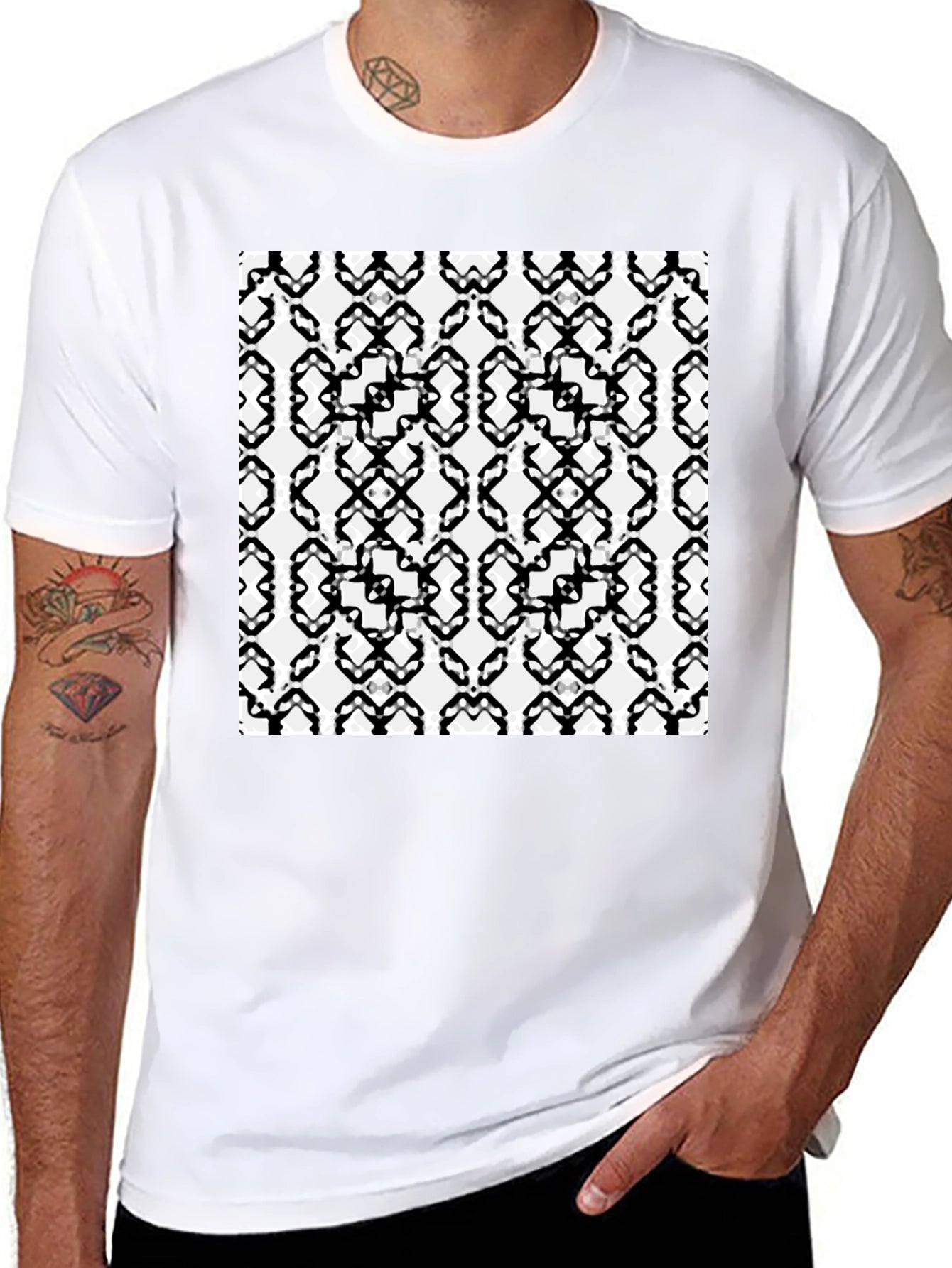 Geometric Pattern Black T-Shirt