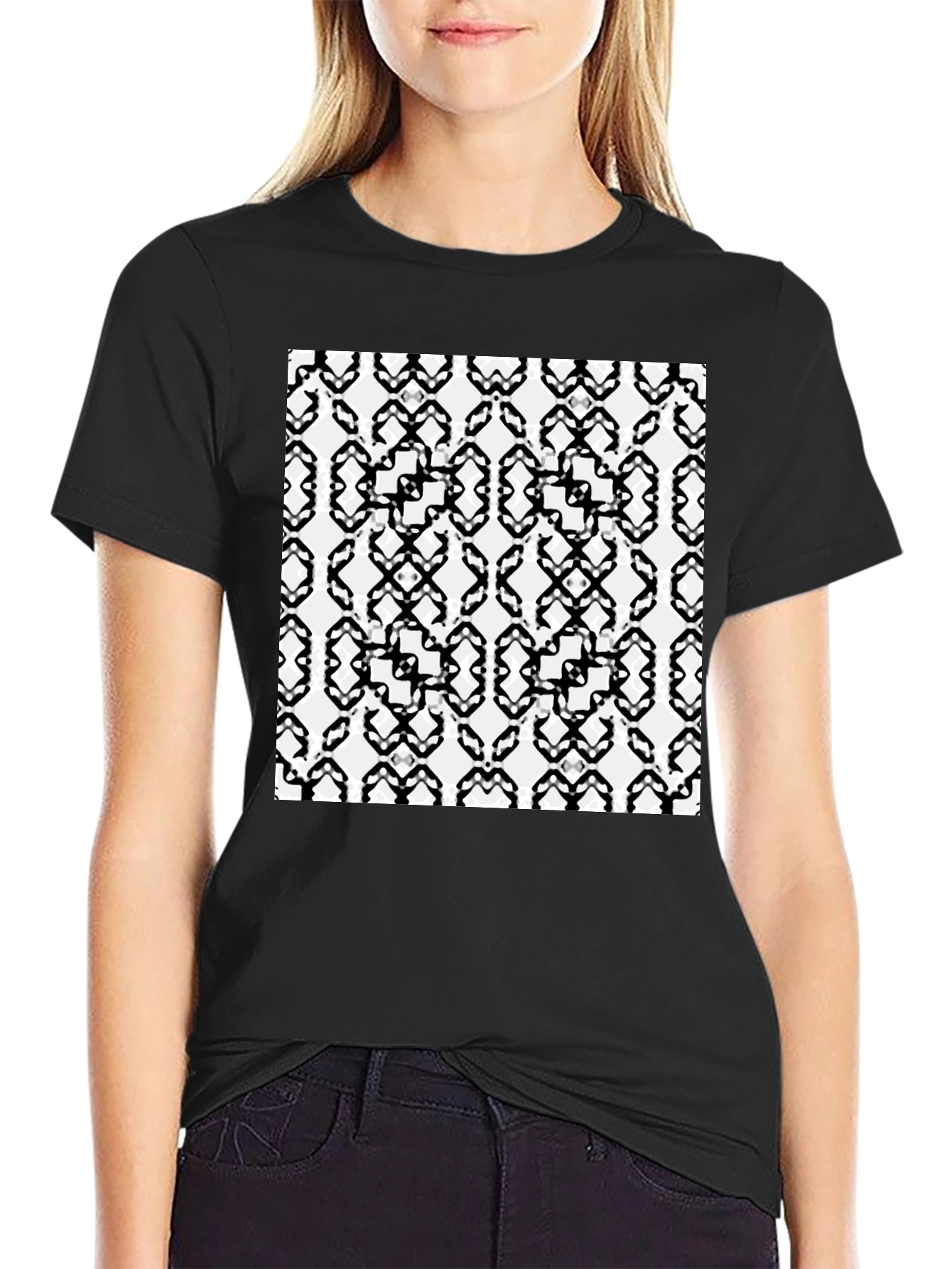 Geometric Pattern Black T-Shirt