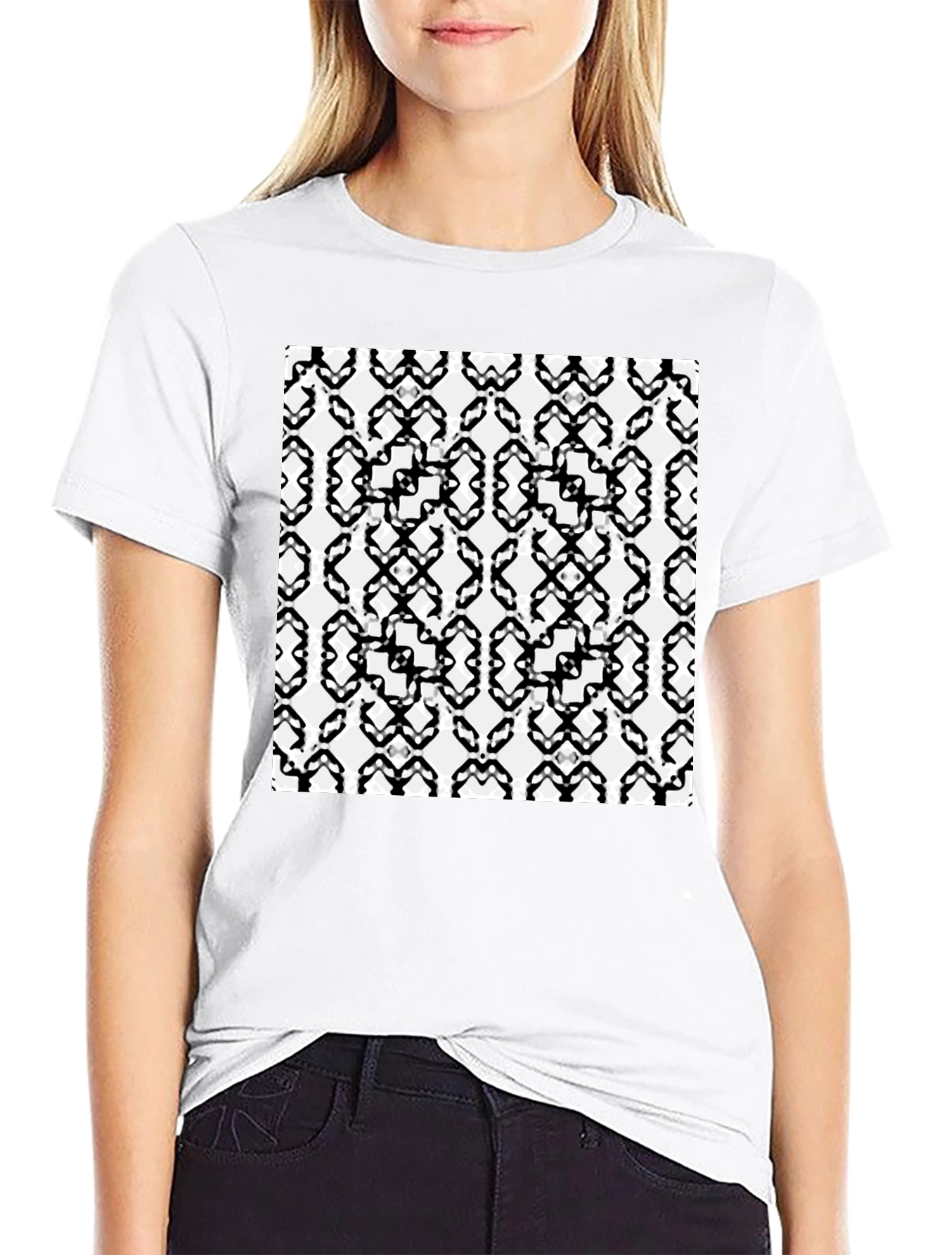Geometric Pattern Black T-Shirt