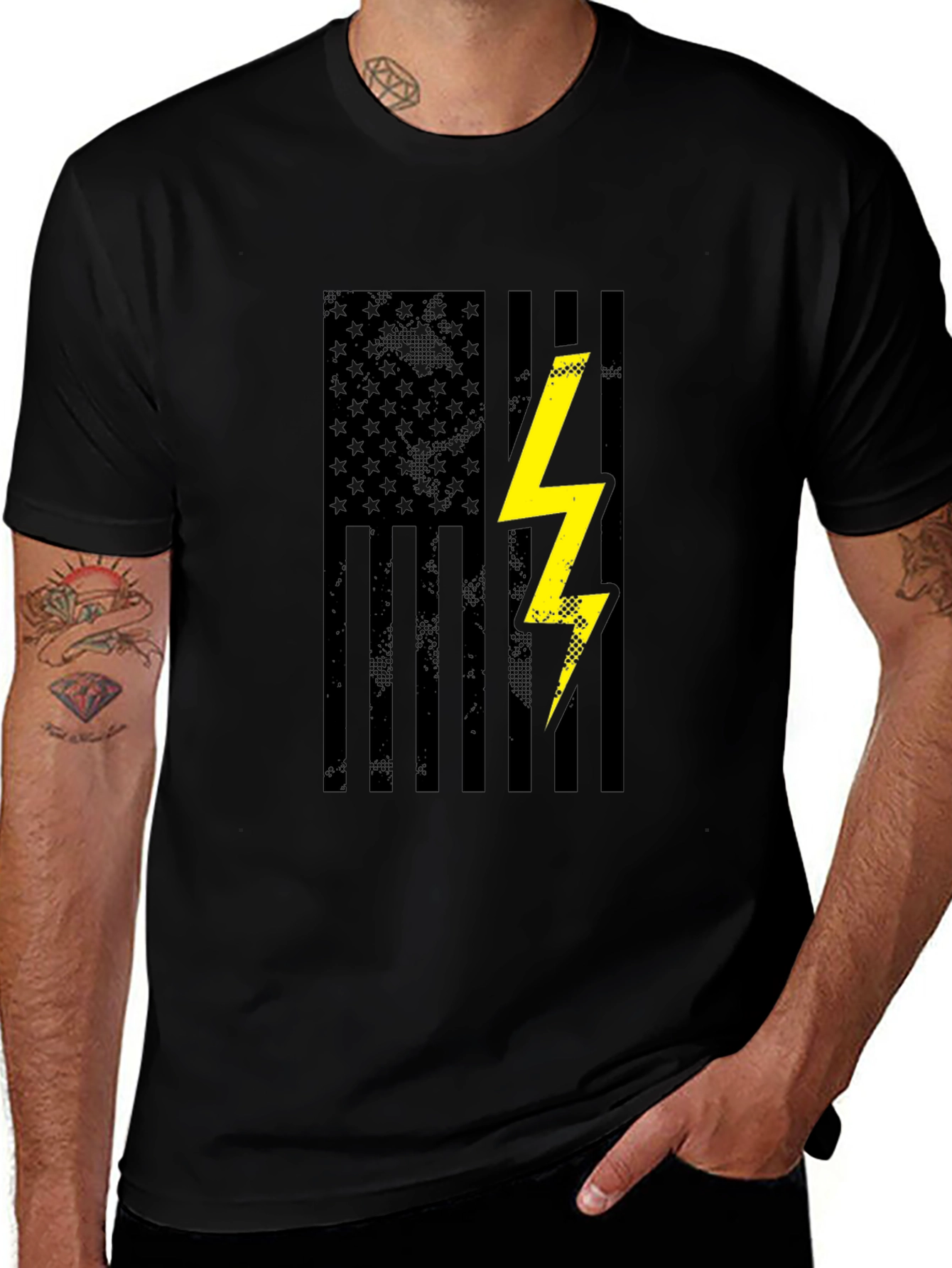 American Flag Lightning Bolt Graphic T-Shirt