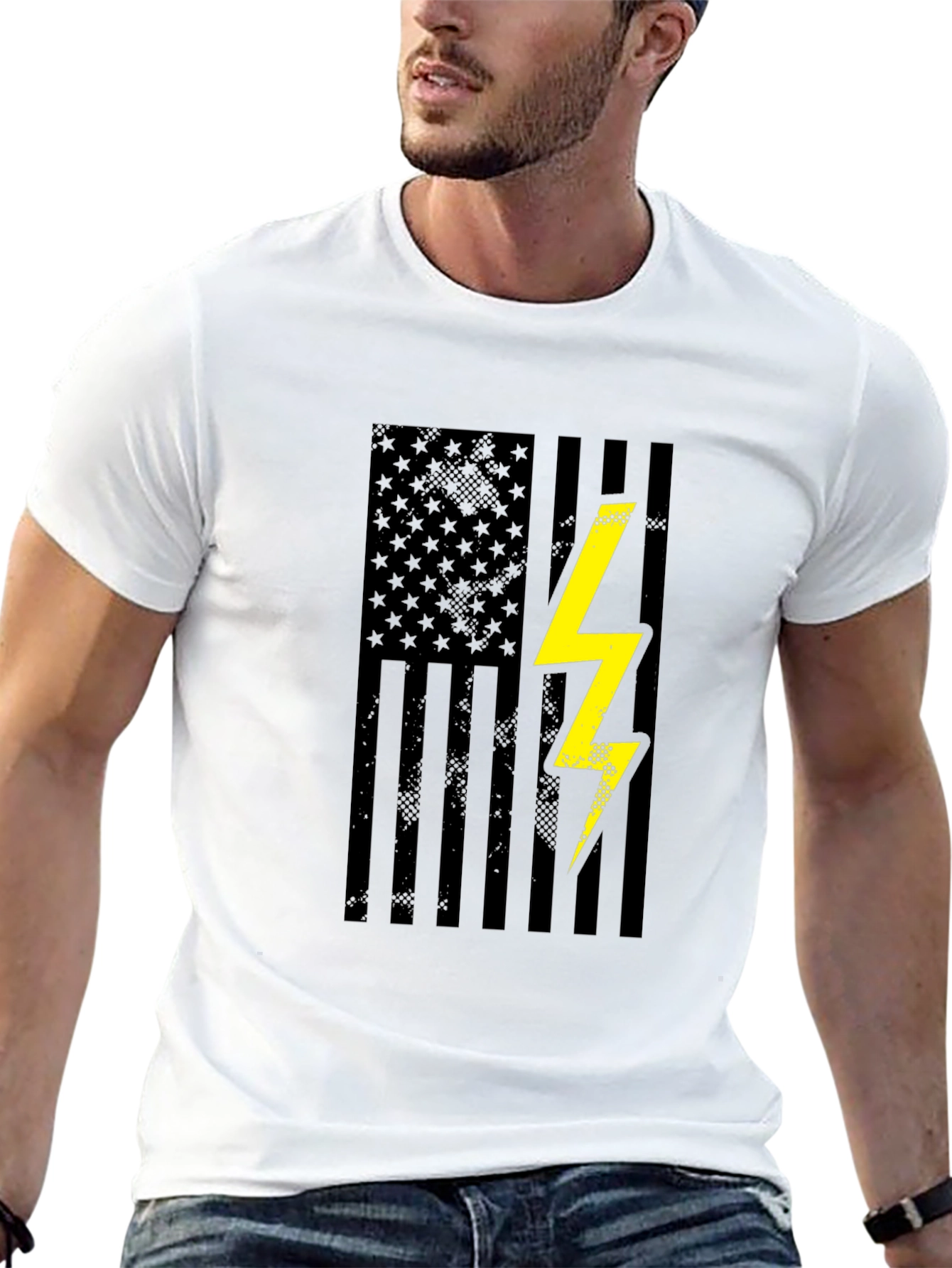 American Flag Lightning Bolt Graphic T-Shirt