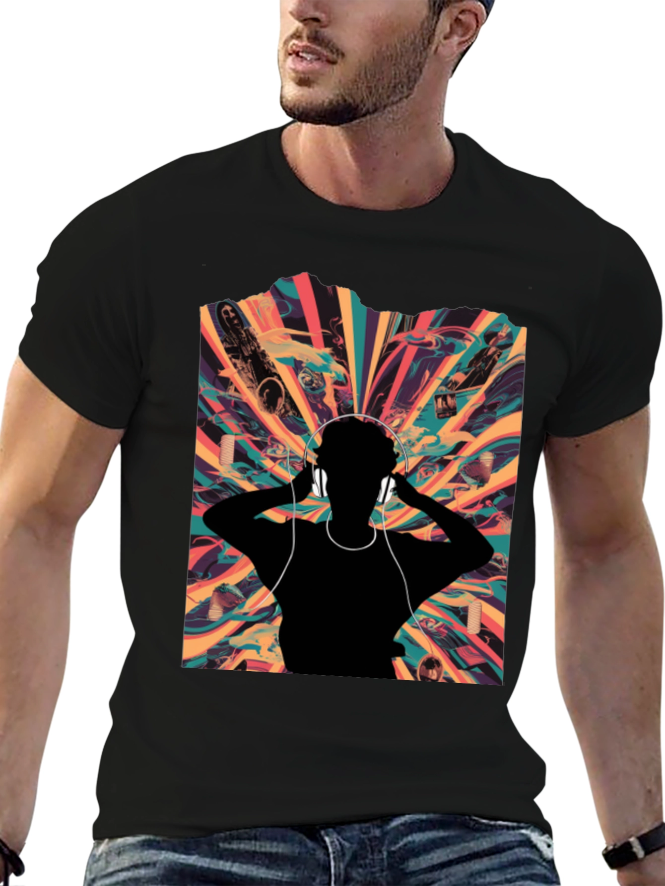 Abstract Soundwave Graphic Tee - Black Unisex