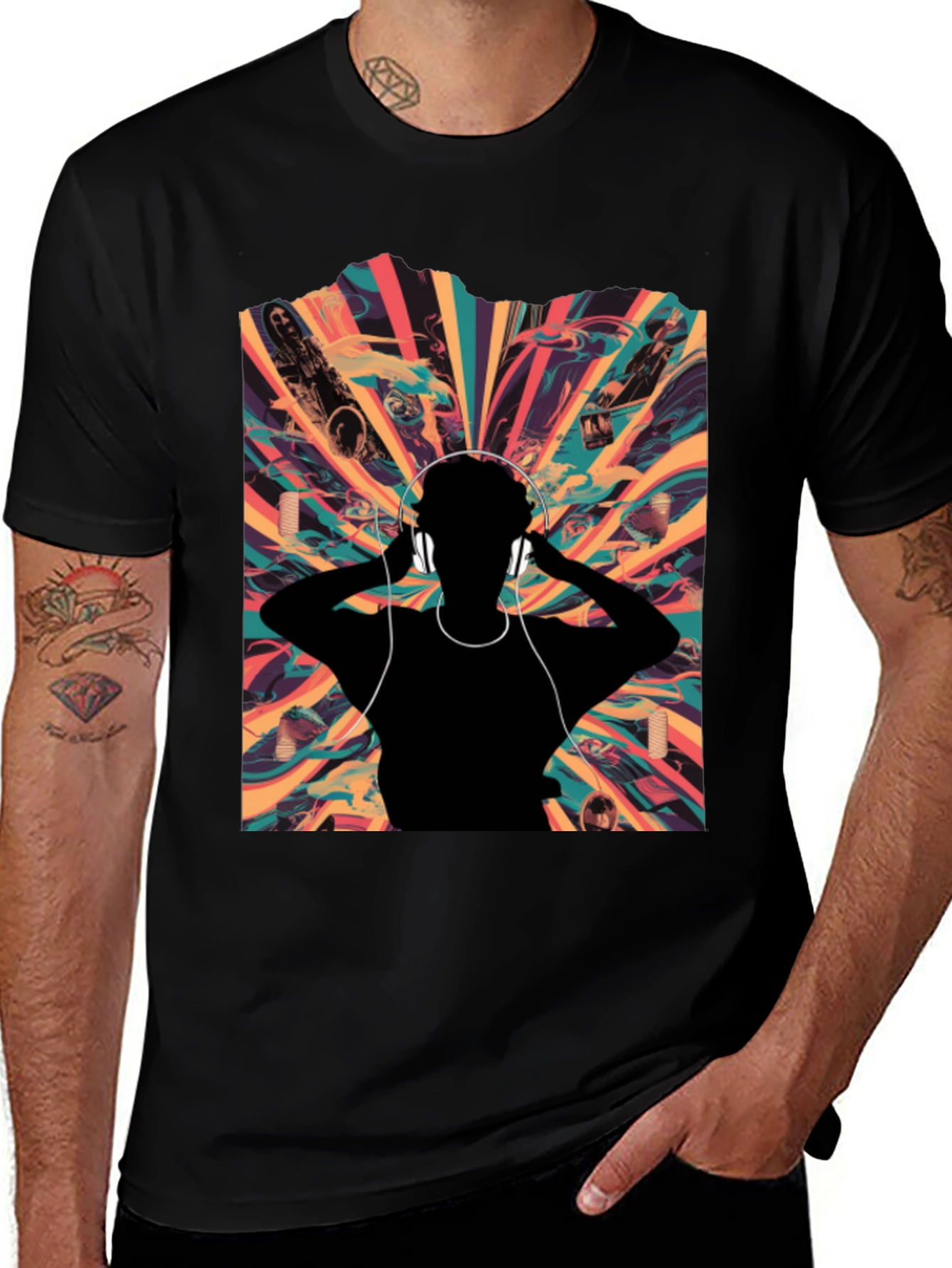 Abstract Soundwave Graphic Tee - Black Unisex