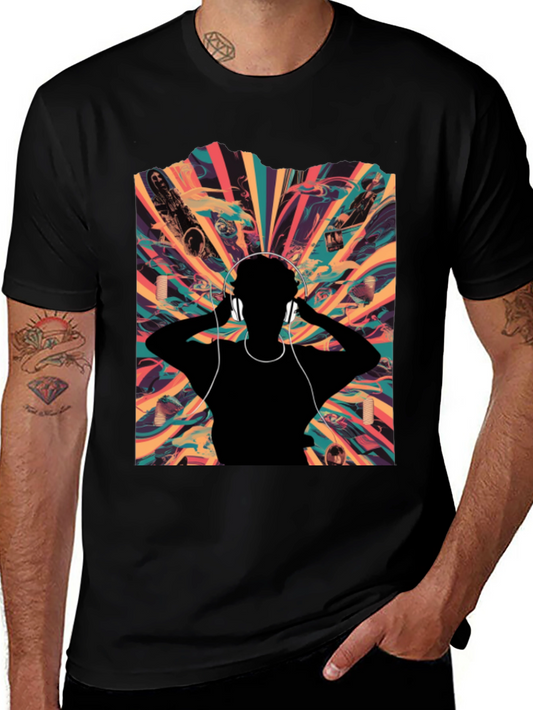 Abstract Soundwave Graphic Tee - Black Unisex