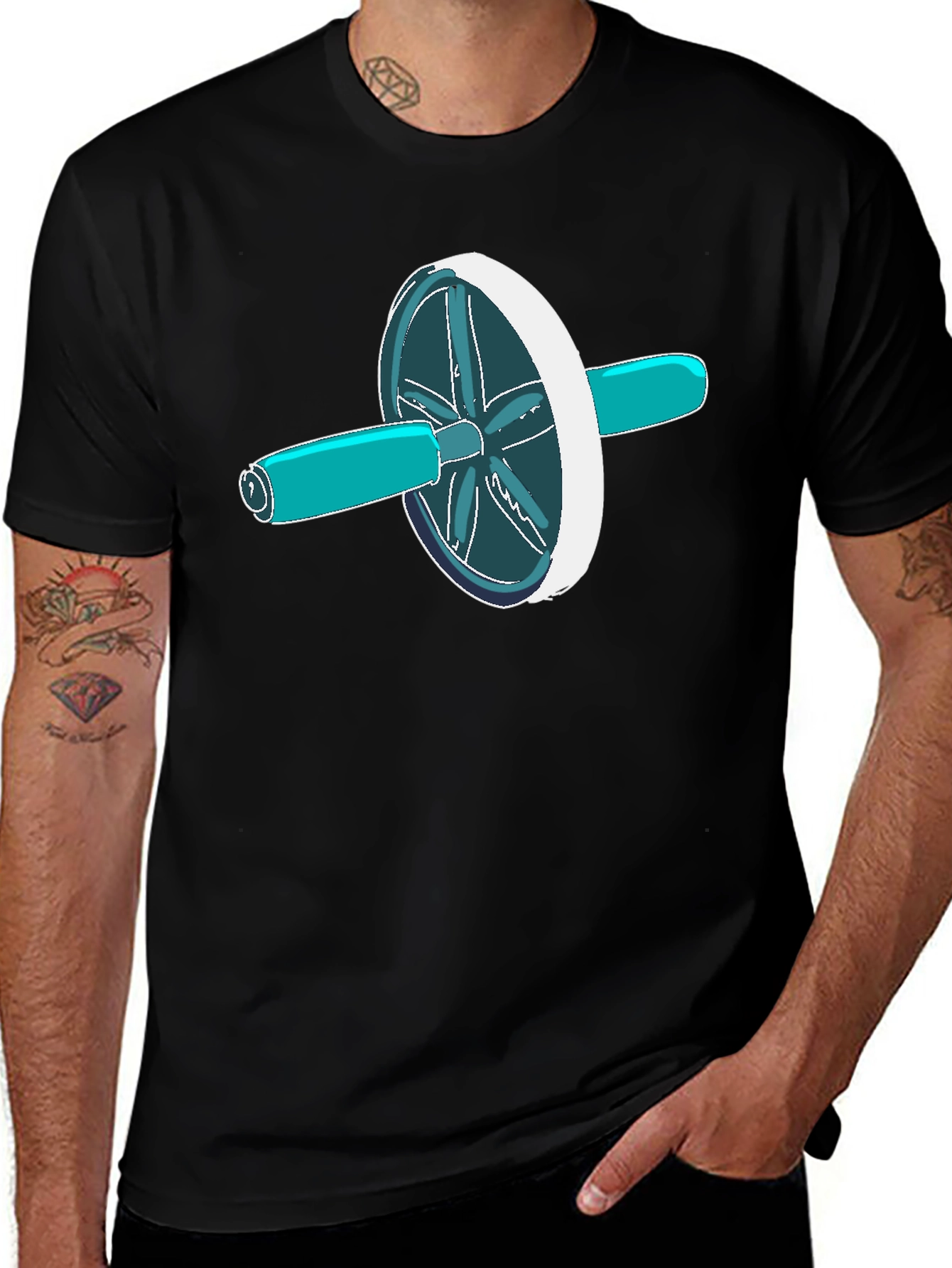 Ab Roller T-Shirt - Black Graphic Tee