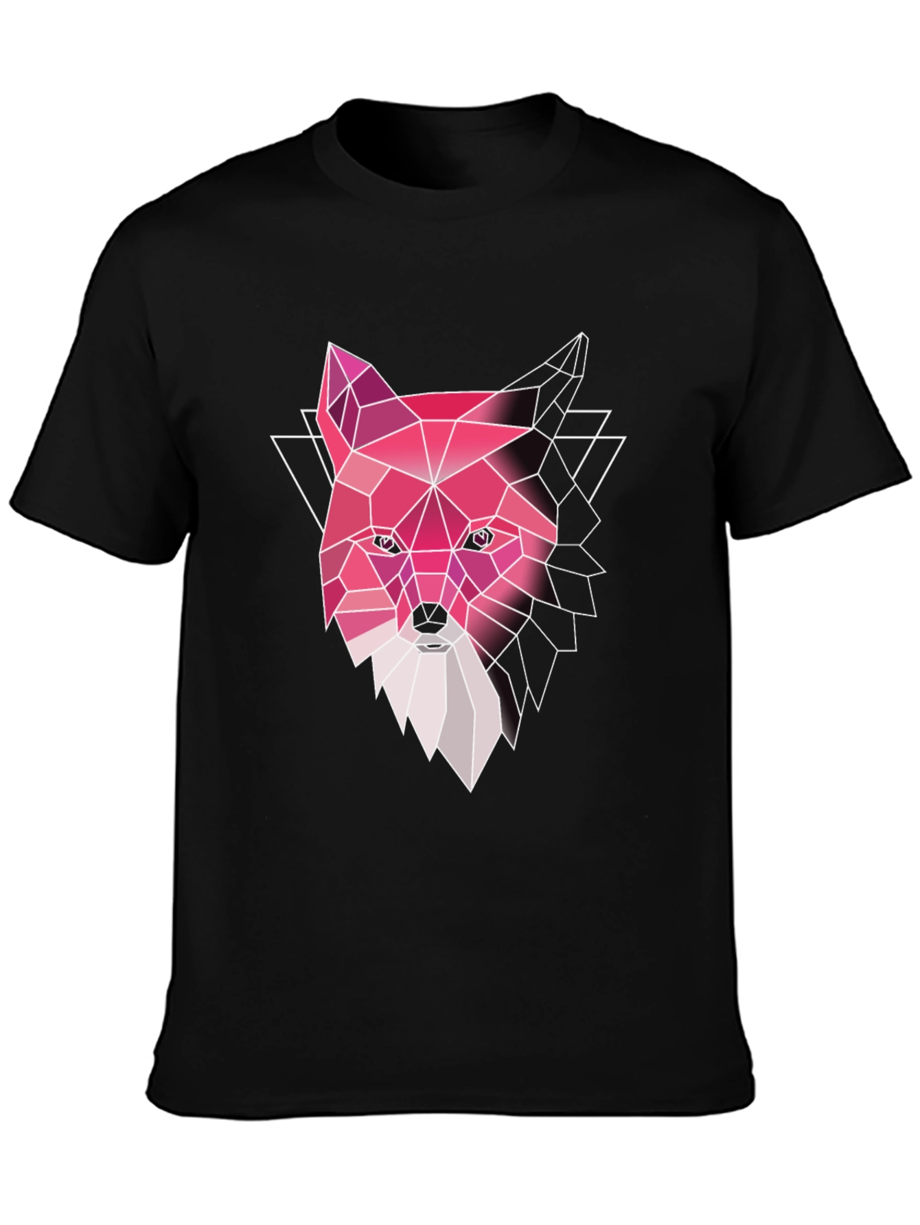 Geometric Fox Graphic Tee - Stylish Mens Black T-Shirt