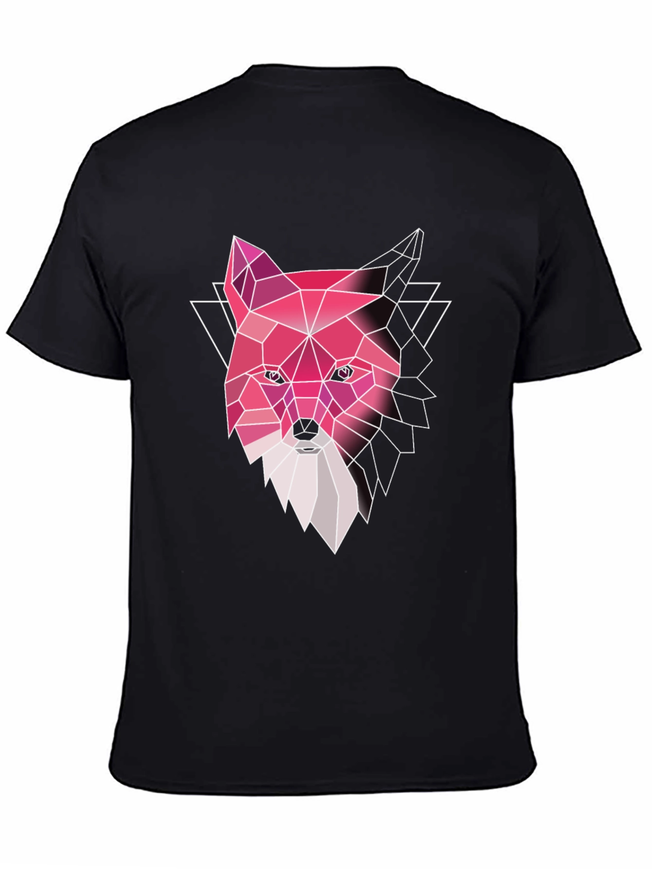 Geometric Fox Graphic Tee - Stylish Mens Black T-Shirt
