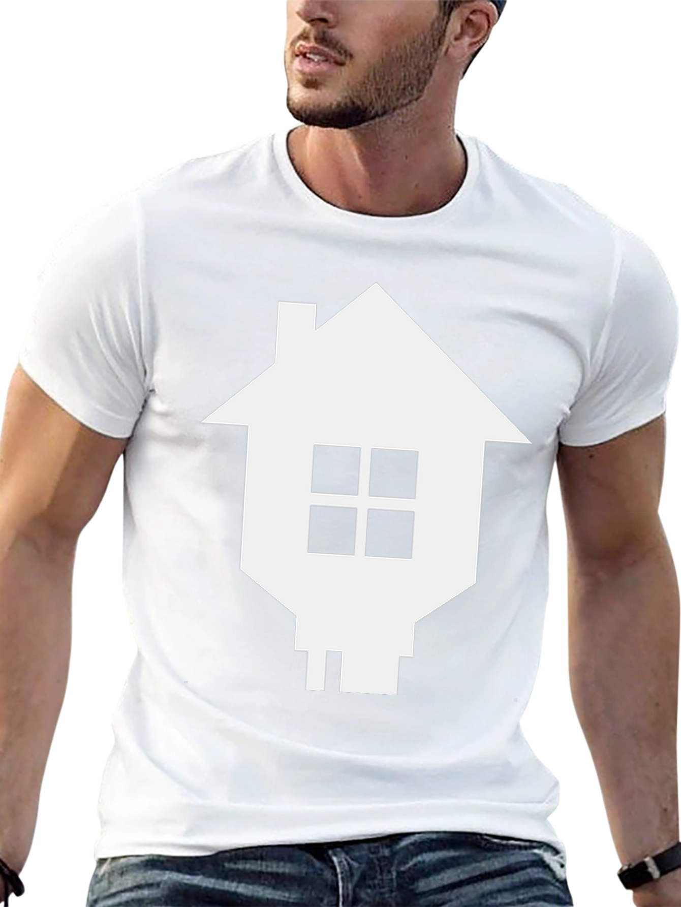 Geometric House Graphic Tee - Black