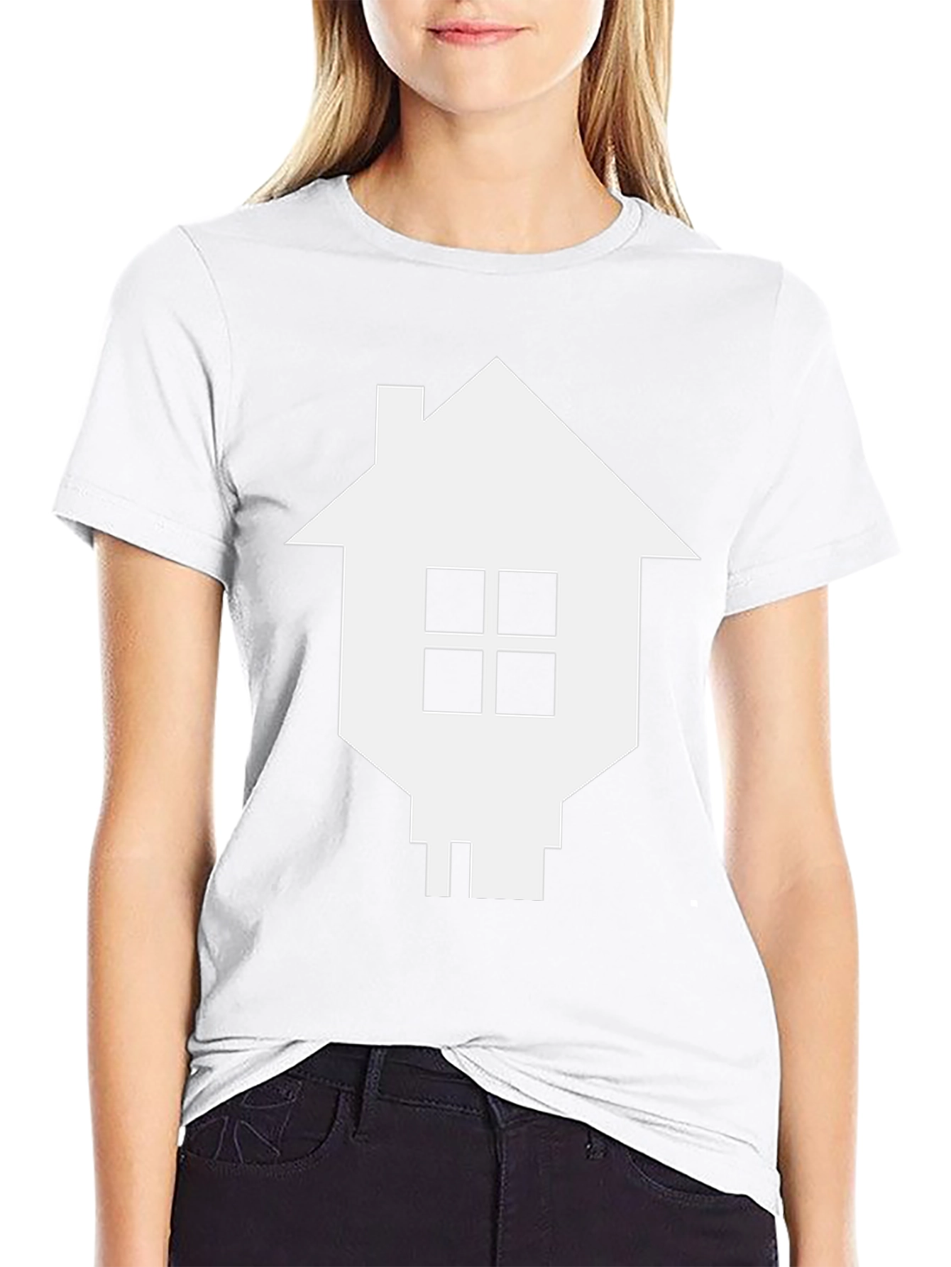 Geometric House Graphic Tee - Black