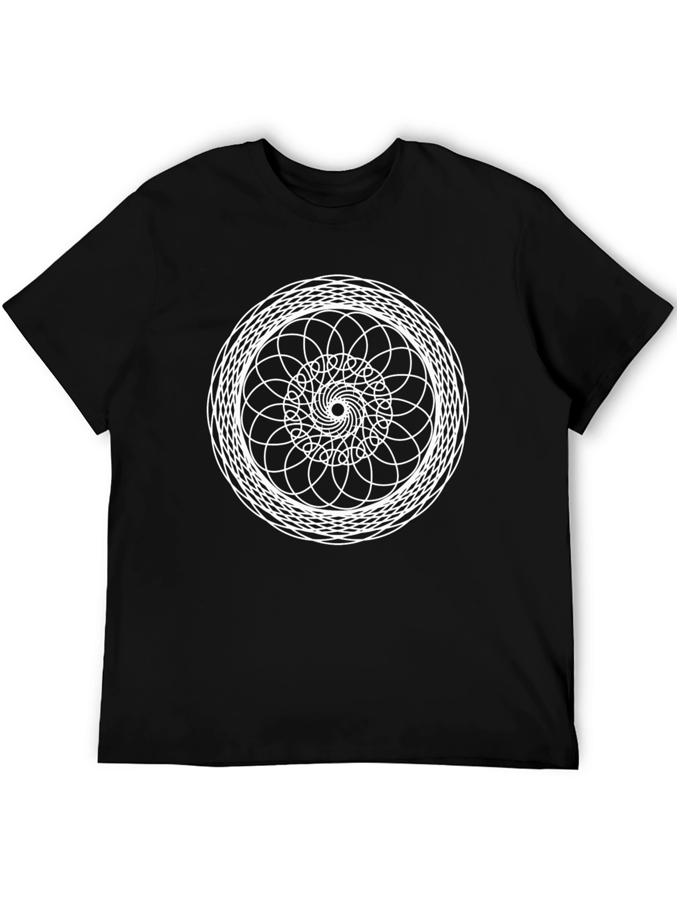 Geometric Mandala Graphic Tee - Black Cotton T-Shirt