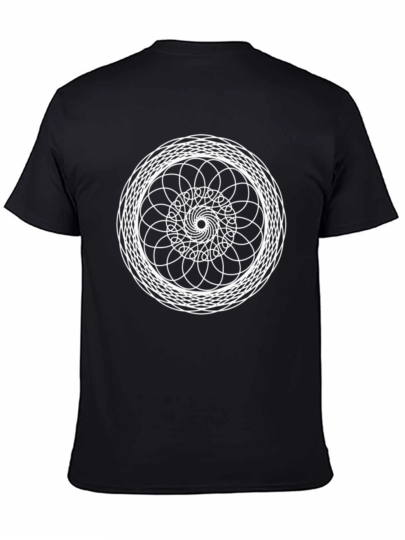 Geometric Mandala Graphic Tee - Black Cotton T-Shirt
