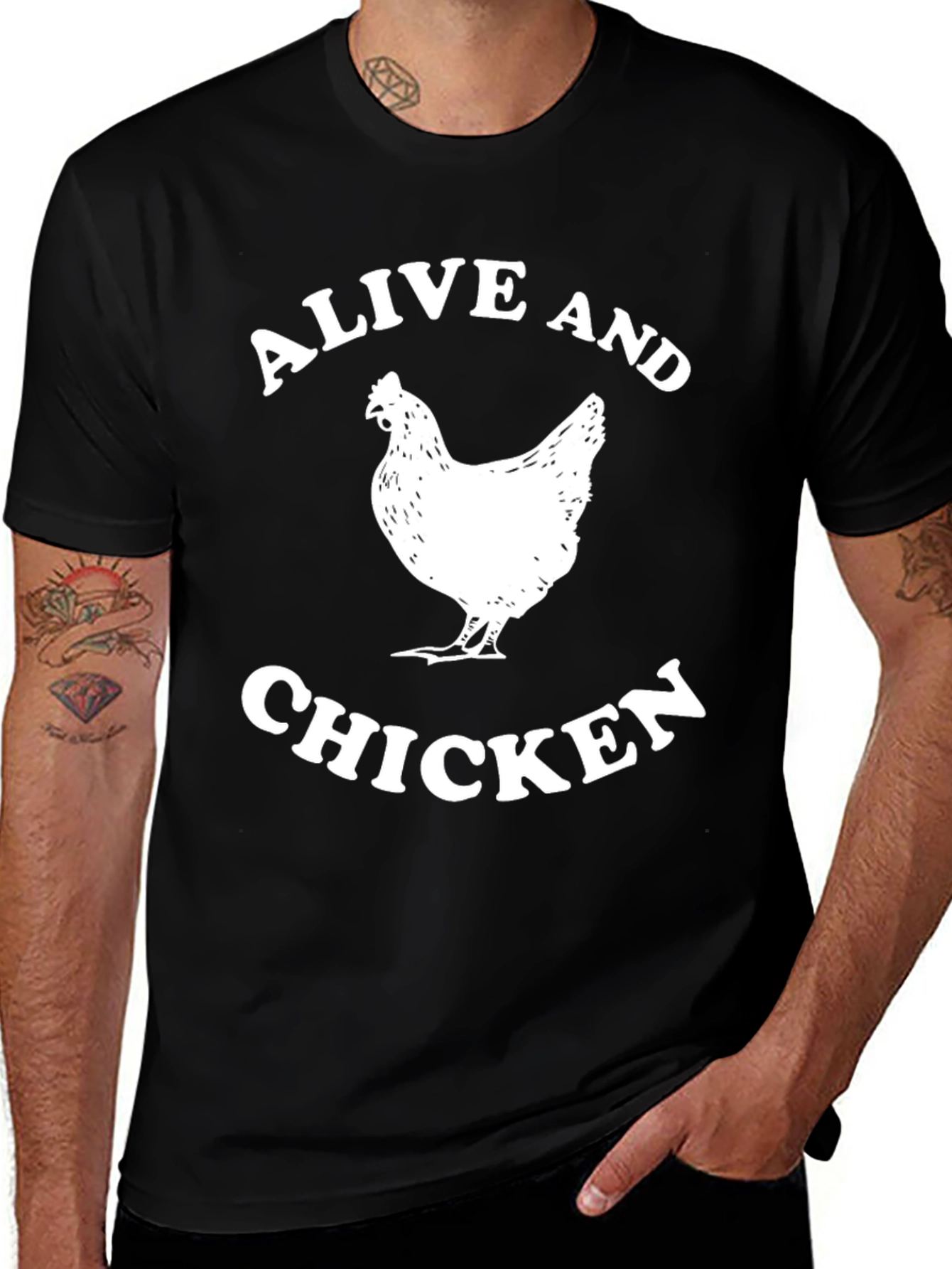 Alive and Chicken T-Shirt - Novelty Animal Graphic Tee