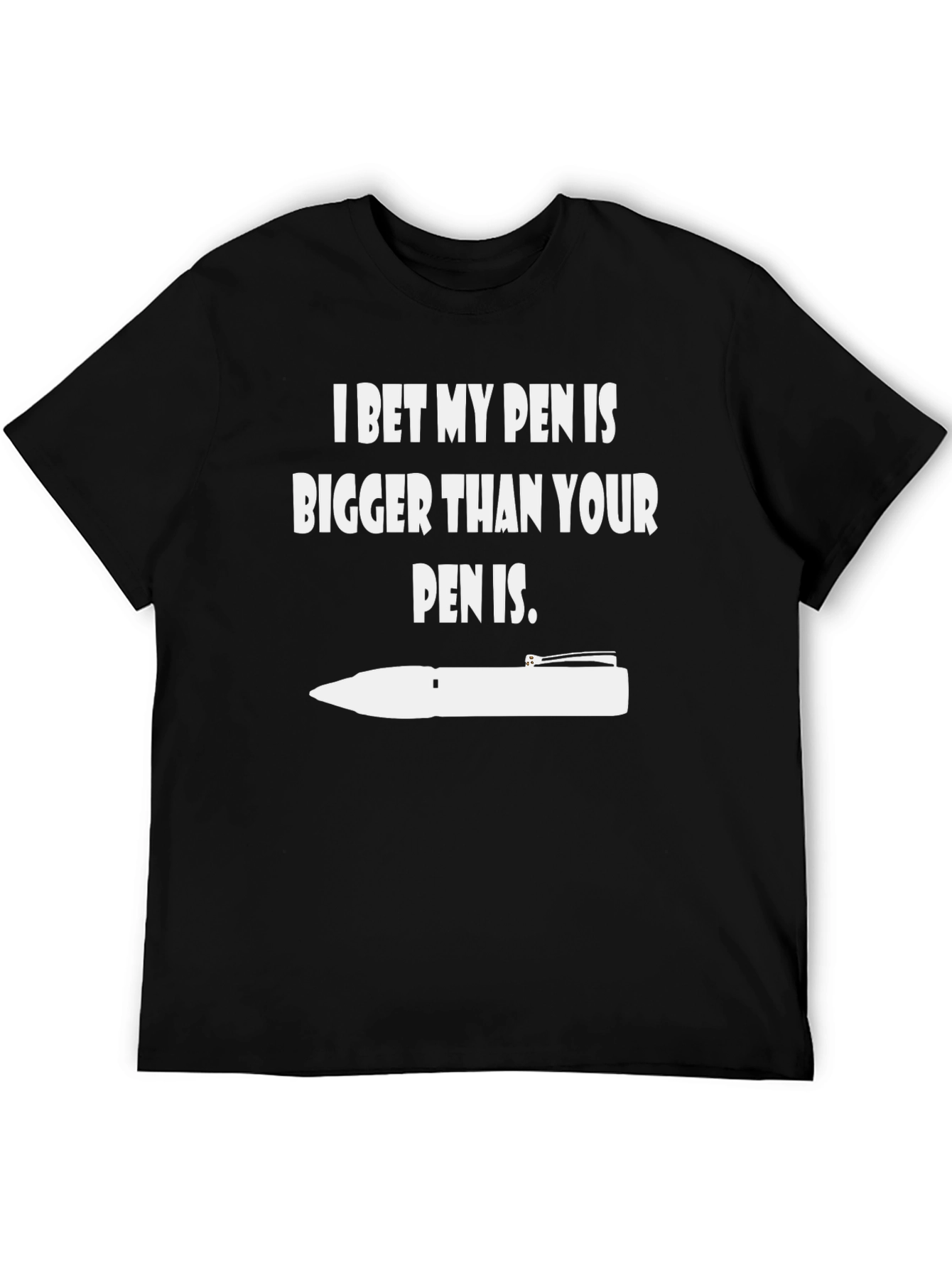 Funny Pen Size Graphic T-Shirt - Black
