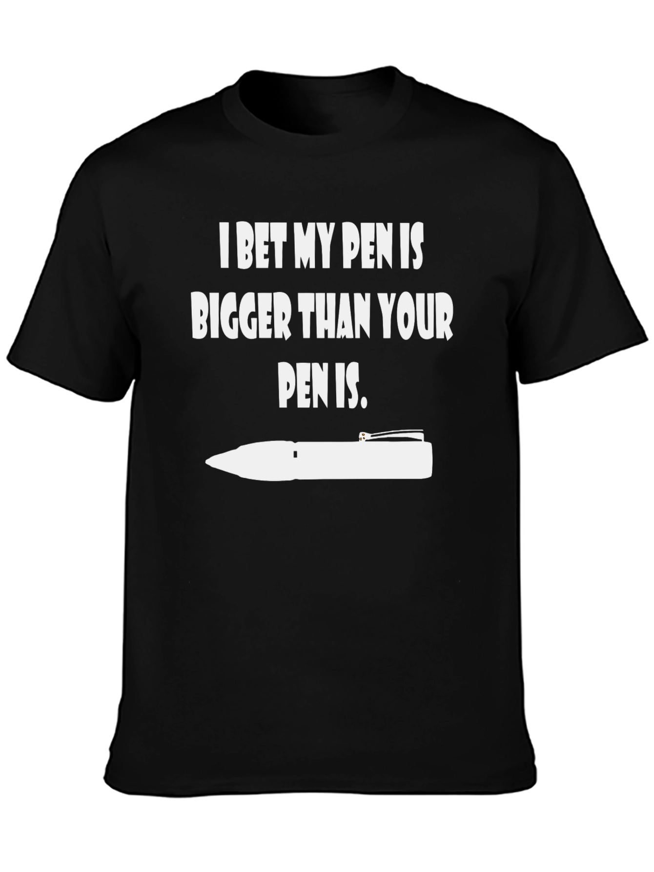 Funny Pen Size Graphic T-Shirt - Black